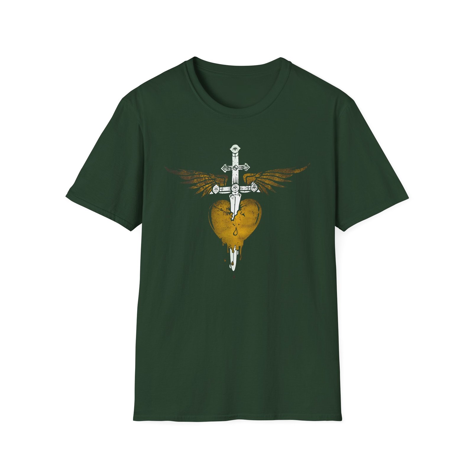 Bon Jovi Bon Jovi Gold Heart & Dagger Unisex Softstyle T-Shirt