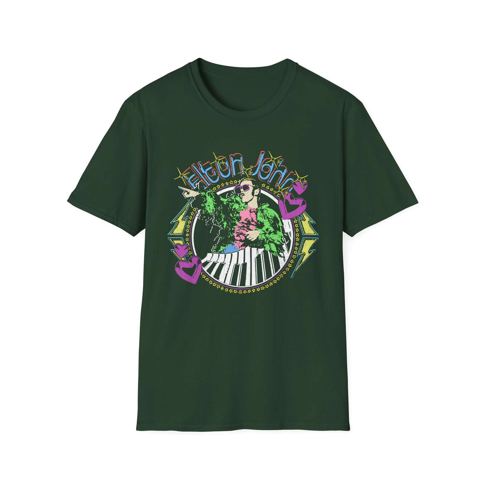 EJF Distressed Threshold Piano Hearts Unisex Softstyle T-Shirt