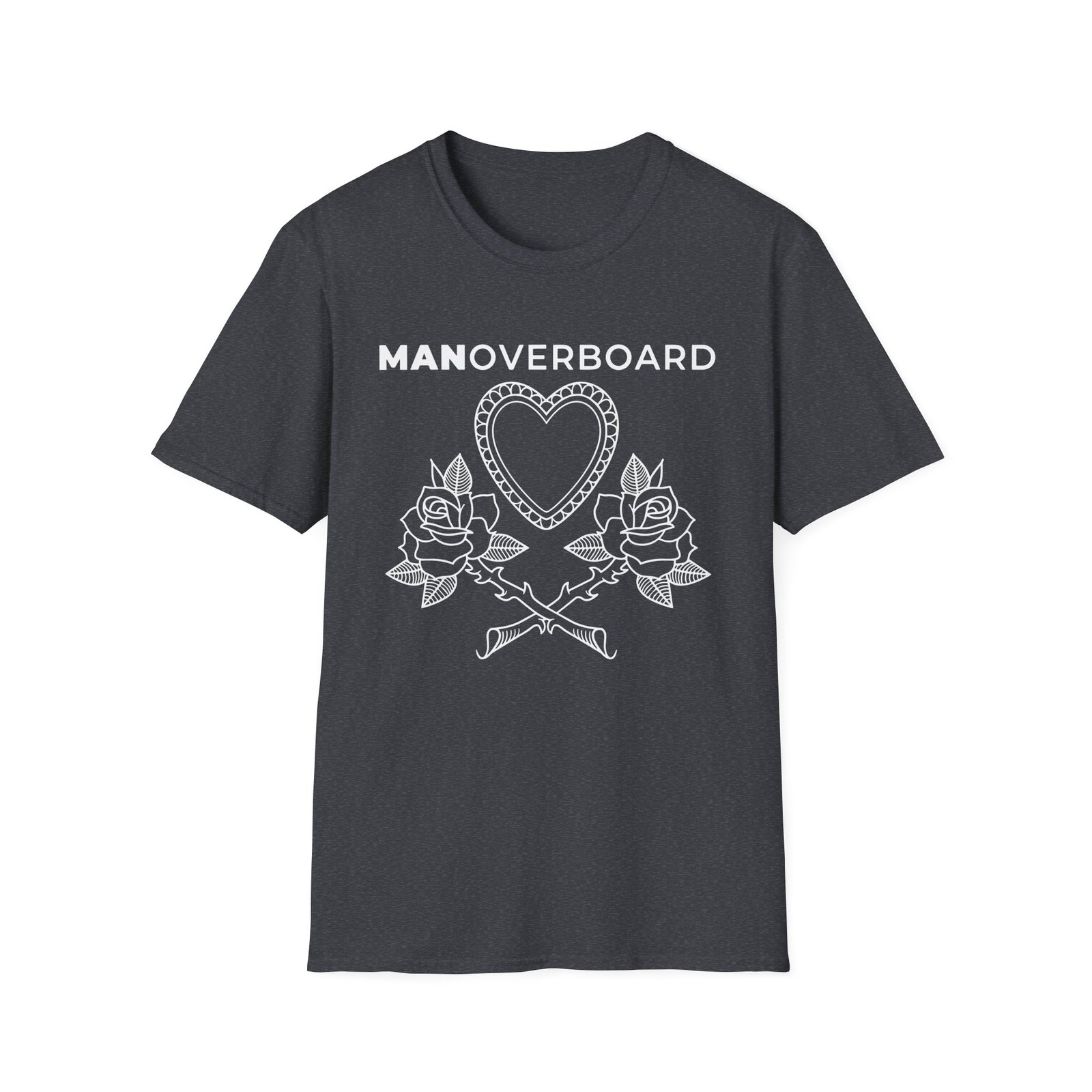 Man Overboard Heart Flowers Unisex Softstyle T-Shirt