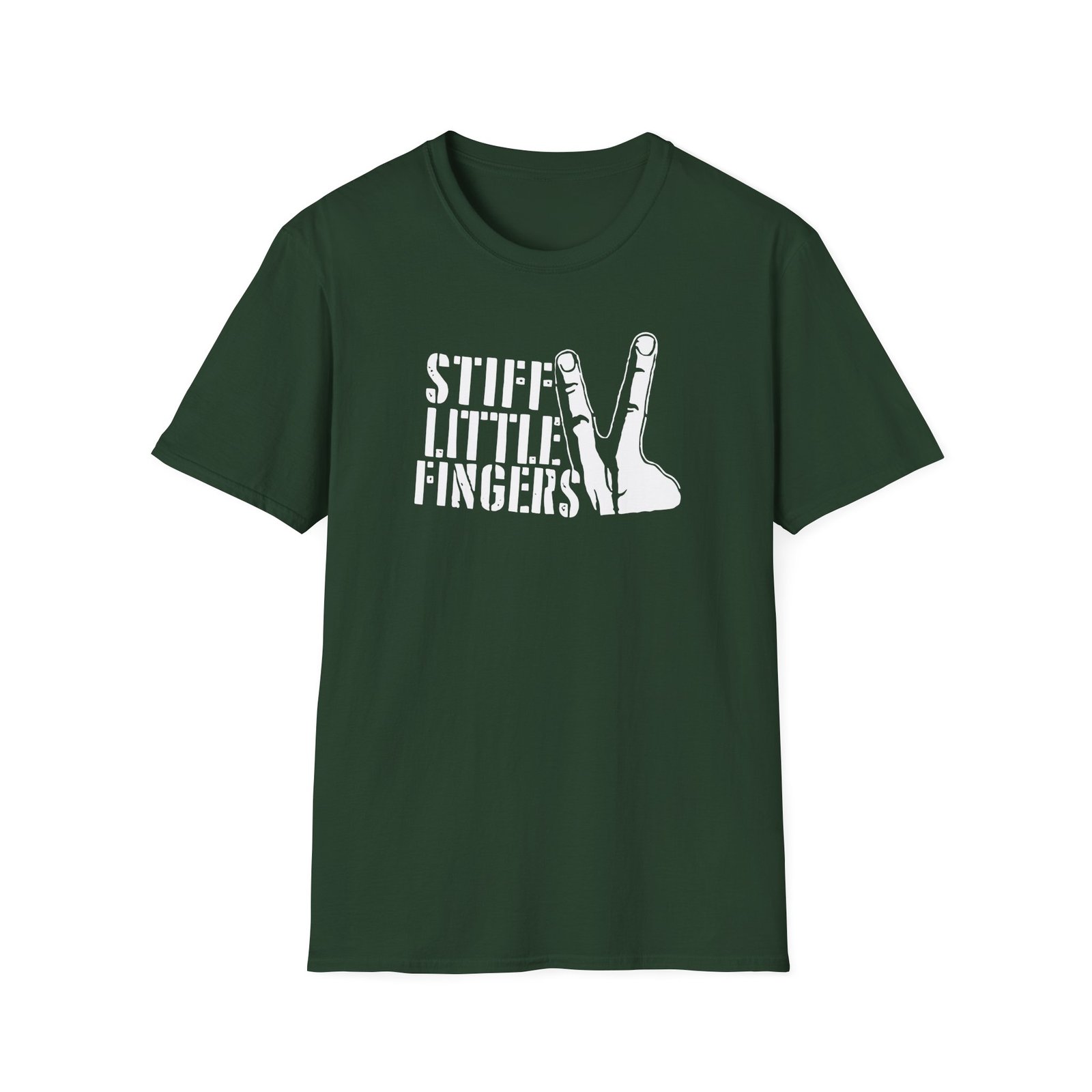 Stiff Little Fingers Stencil Fingers Unisex Softstyle T-Shirt