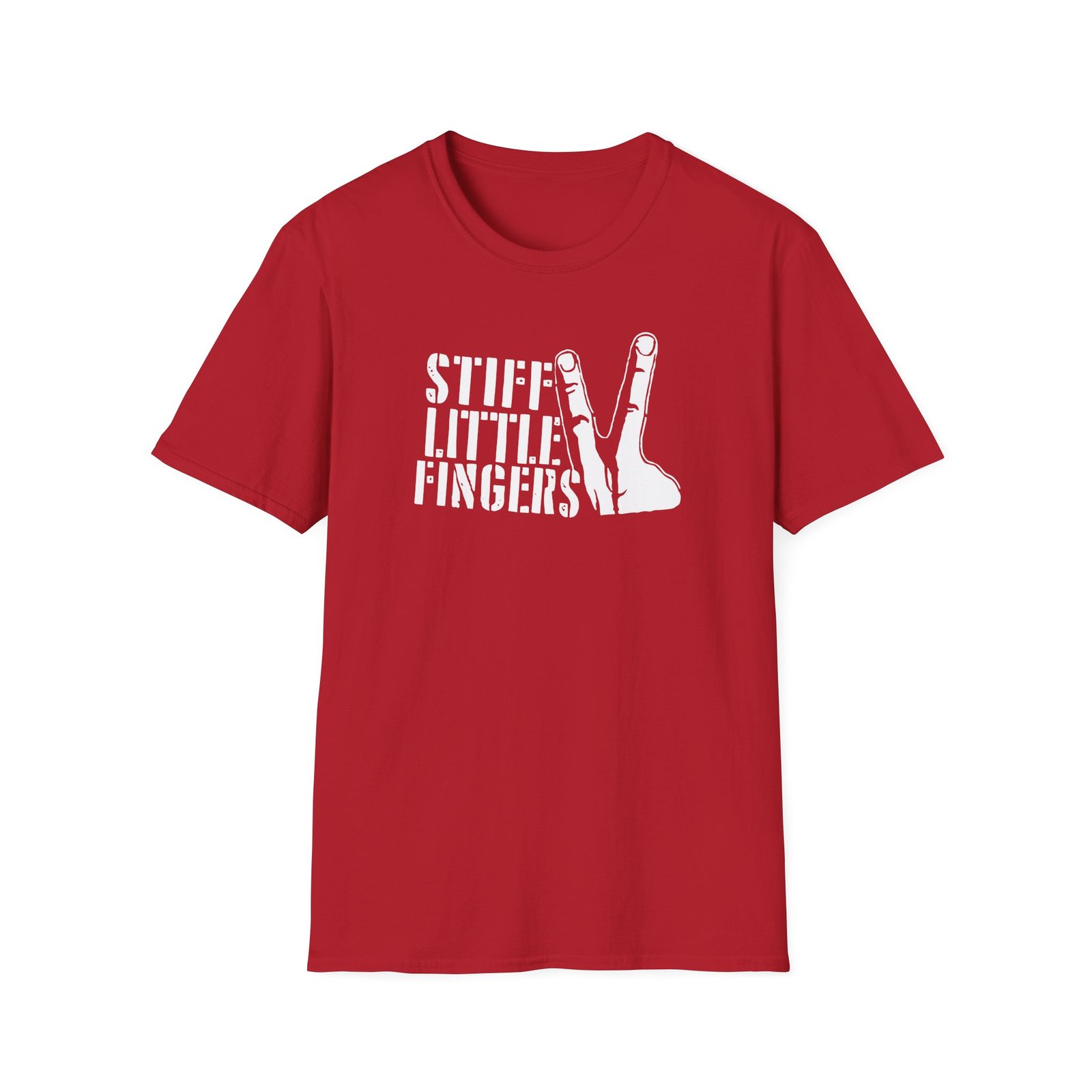Stiff Little Fingers Stencil Fingers Unisex Softstyle T-Shirt
