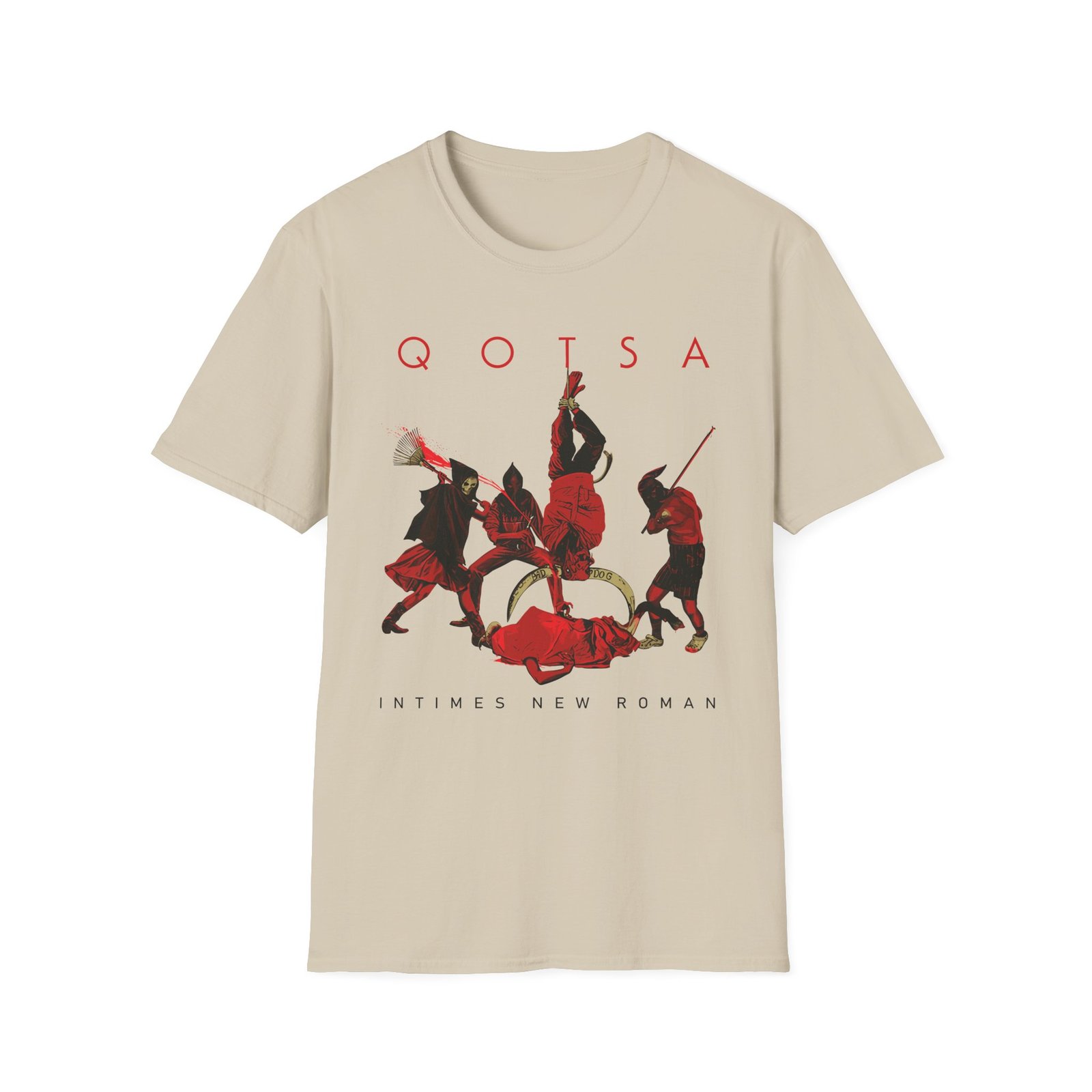 Queens of the Stone Age in Times New Roman Sand Unisex Softstyle T-Shirt