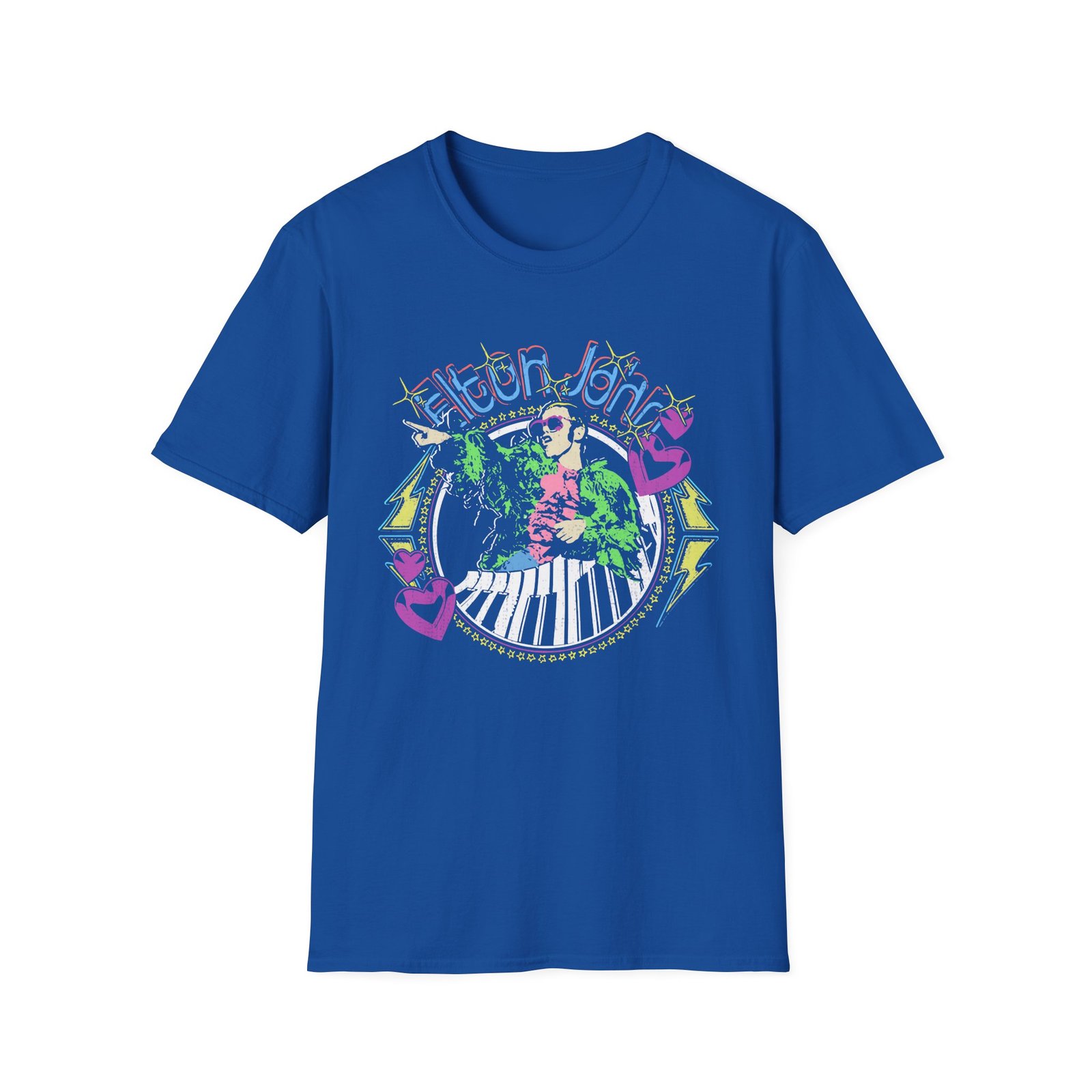 EJF Distressed Threshold Piano Hearts Unisex Softstyle T-Shirt