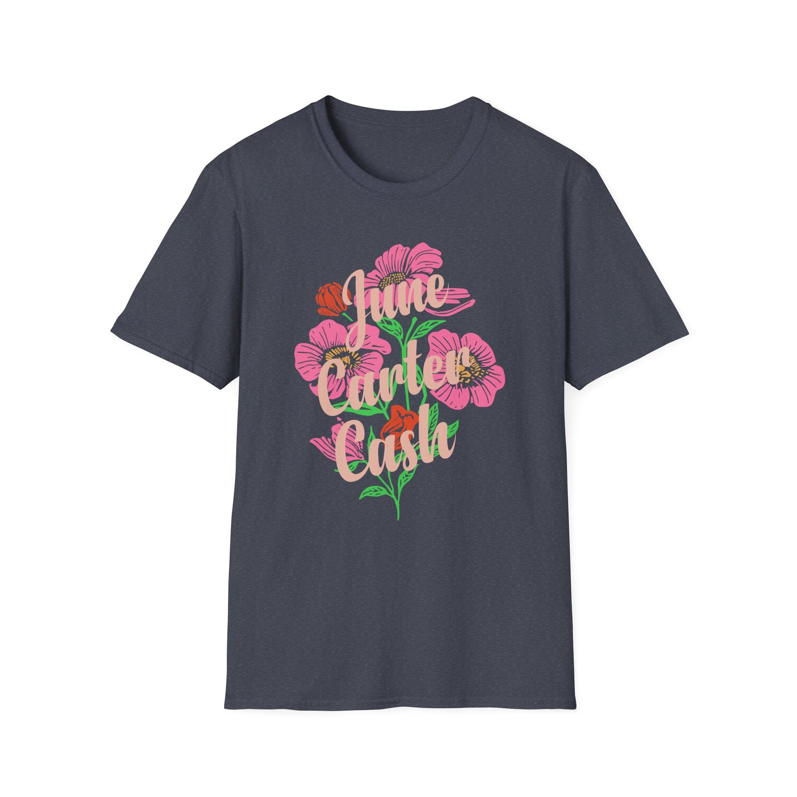 Johnny Cash June Carter Cash Flowers unisex softstyle t-shirt