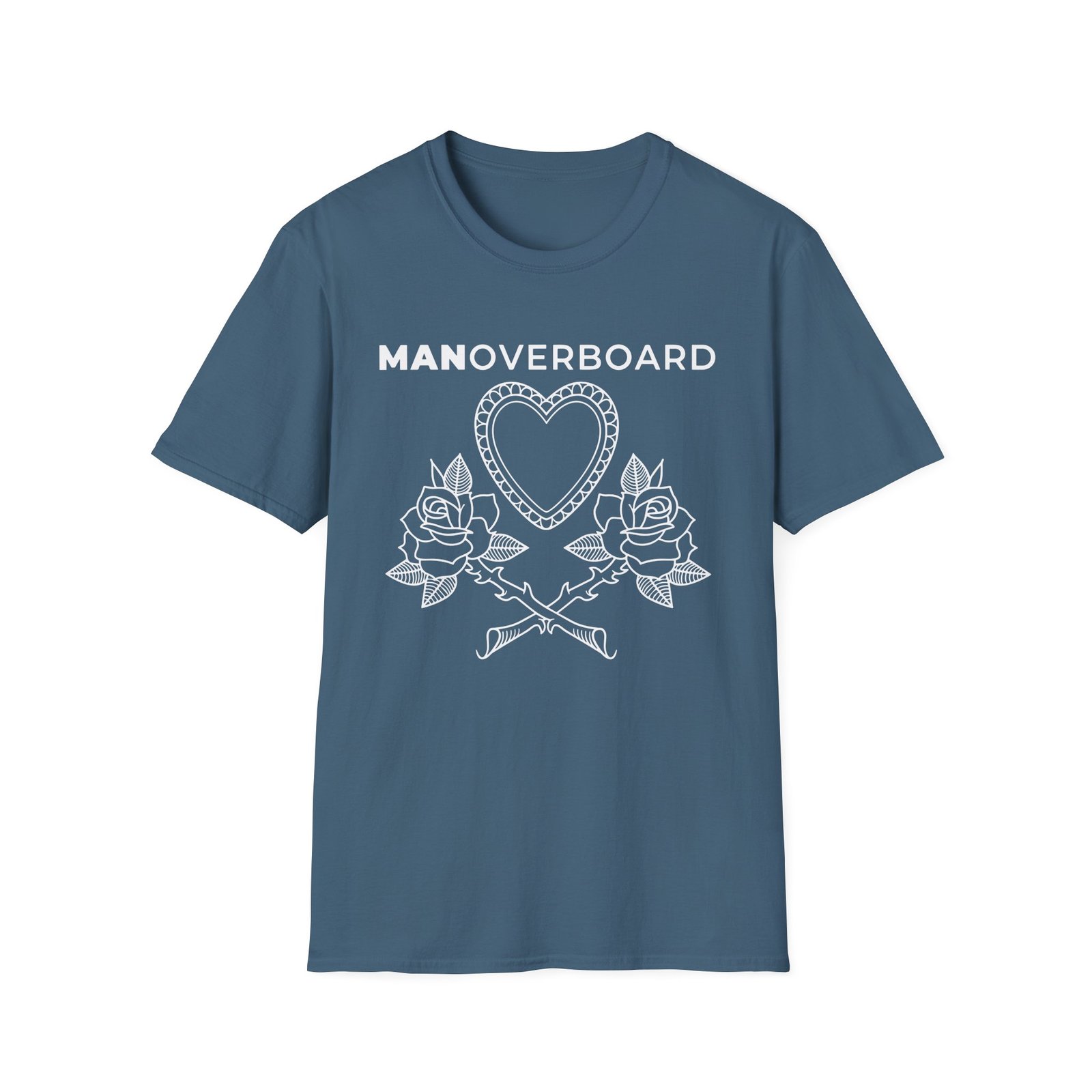 Man Overboard Heart Flowers Unisex Softstyle T-Shirt