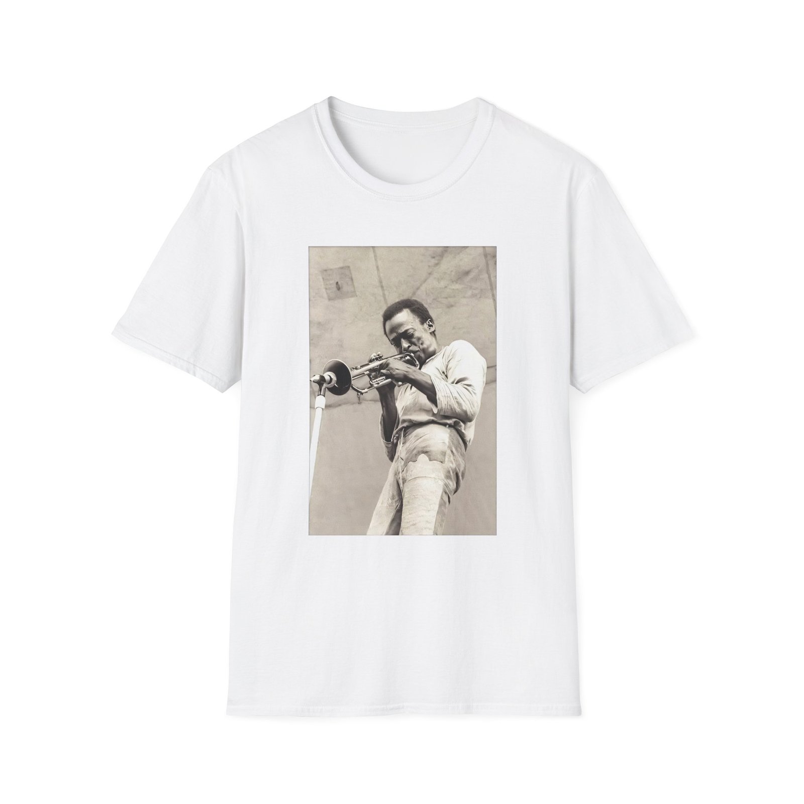 Miles Davis Playing Portrait Unisex Softstyle T-Shirt