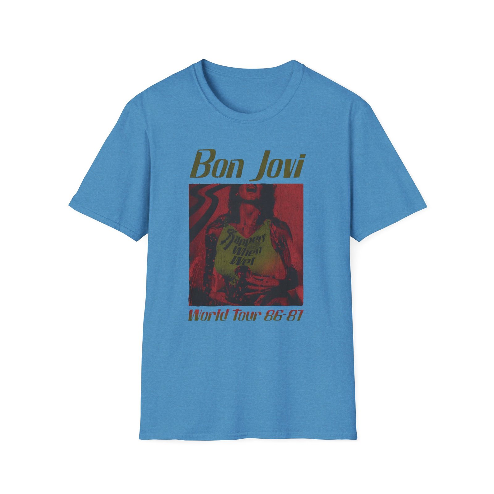 Bon Jovi Slippery When Wet Vintage World Tour Unisex Softstyle T-Shirt