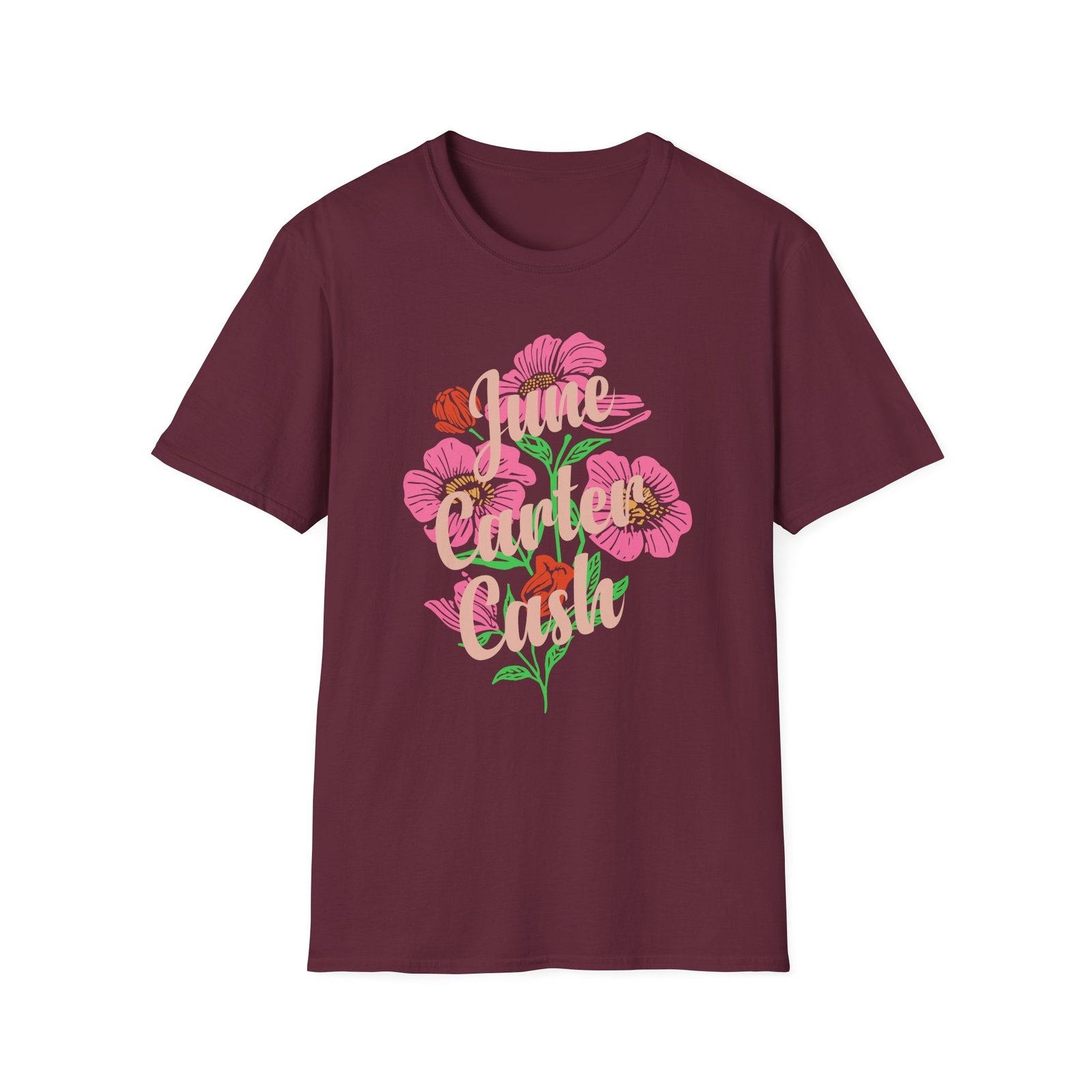 Johnny Cash June Carter Cash Flowers unisex softstyle t-shirt