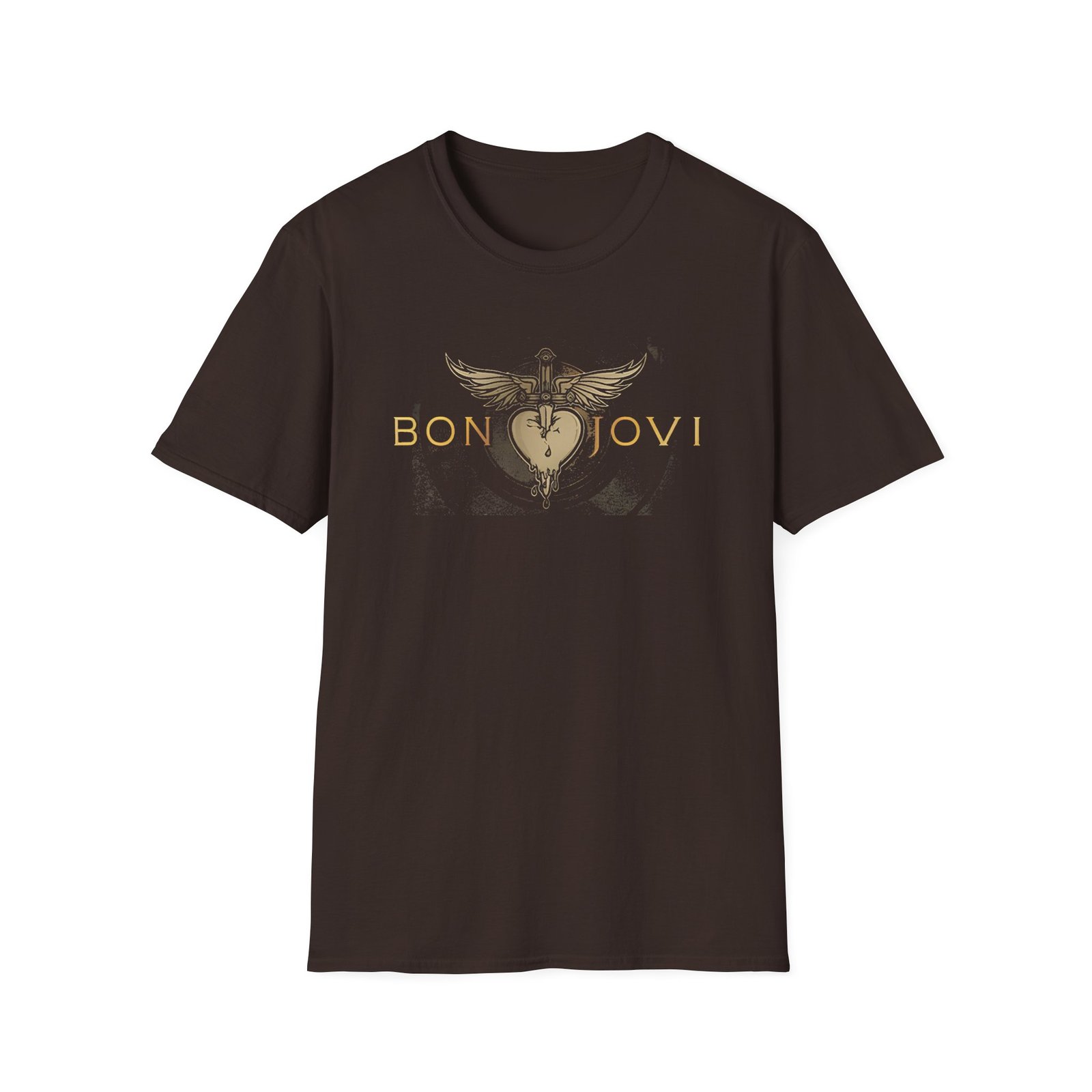 Bon Jovi Heart & Dagger Vinyl Unisex Softstyle T-Shirt