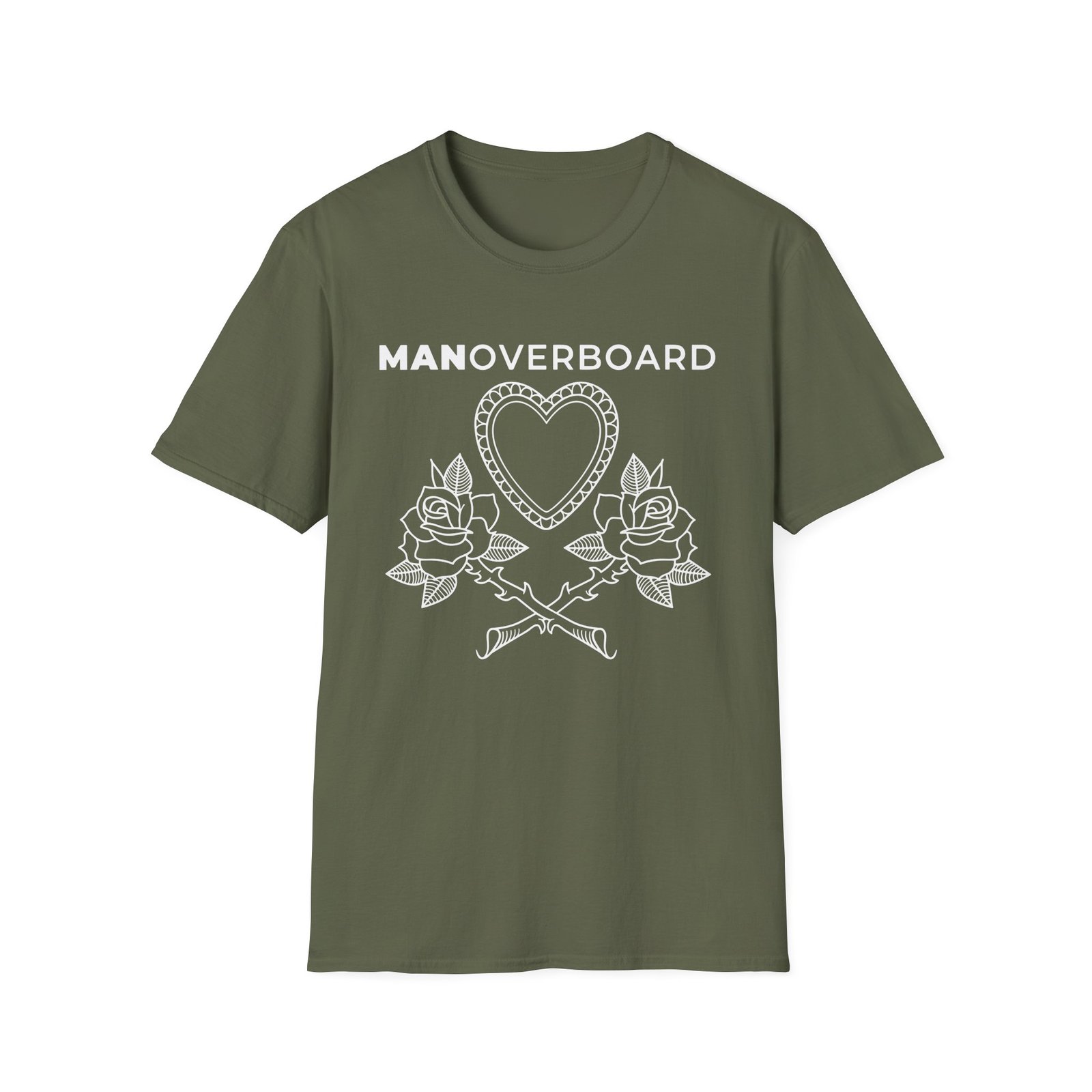 Man Overboard Heart Flowers Unisex Softstyle T-Shirt