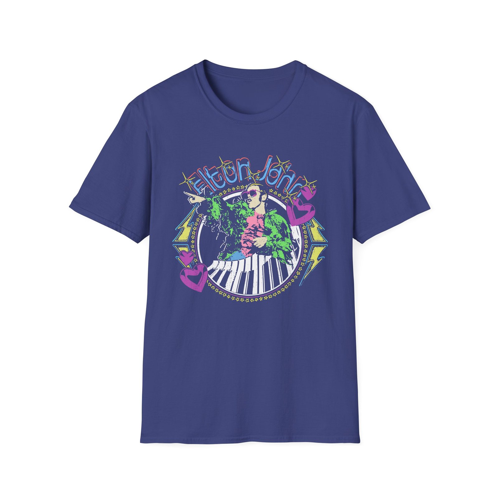 EJF Distressed Threshold Piano Hearts Unisex Softstyle T-Shirt