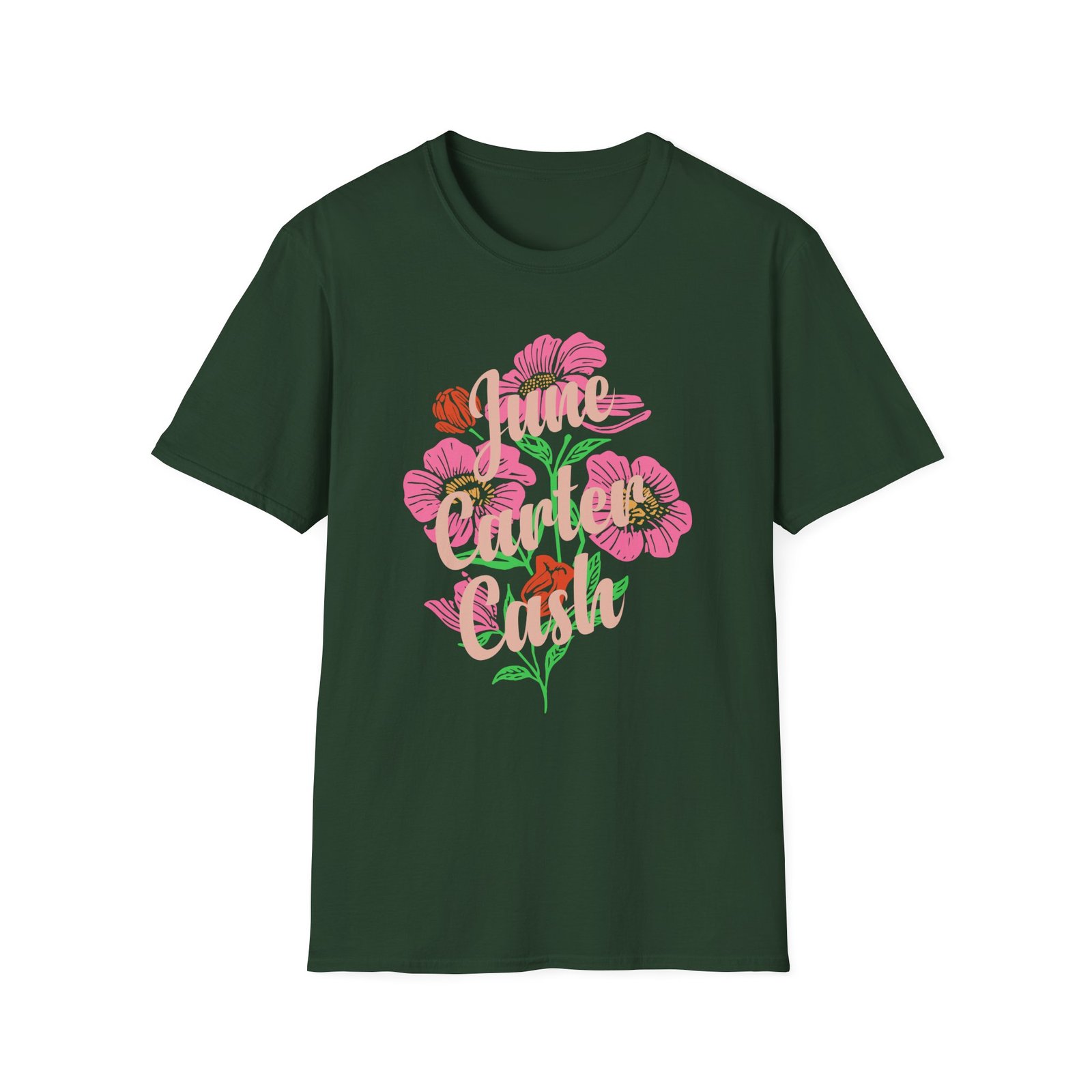 Johnny Cash June Carter Cash Flowers unisex softstyle t-shirt