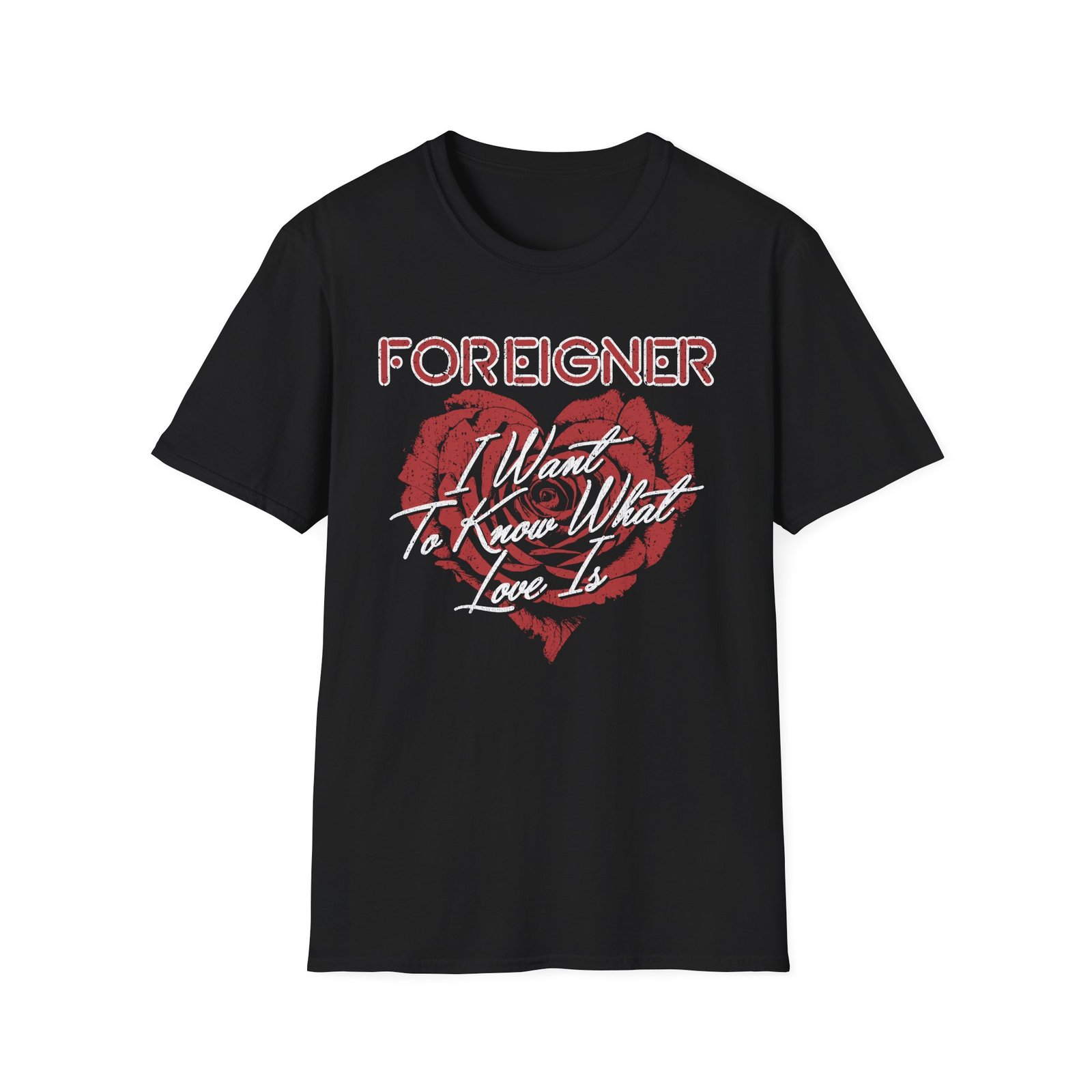 Foreigner Rose Heart Unisex Softstyle T-Shirt