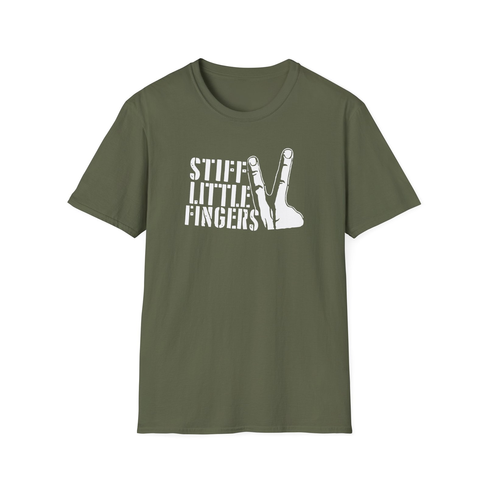 Stiff Little Fingers Stencil Fingers Unisex Softstyle T-Shirt