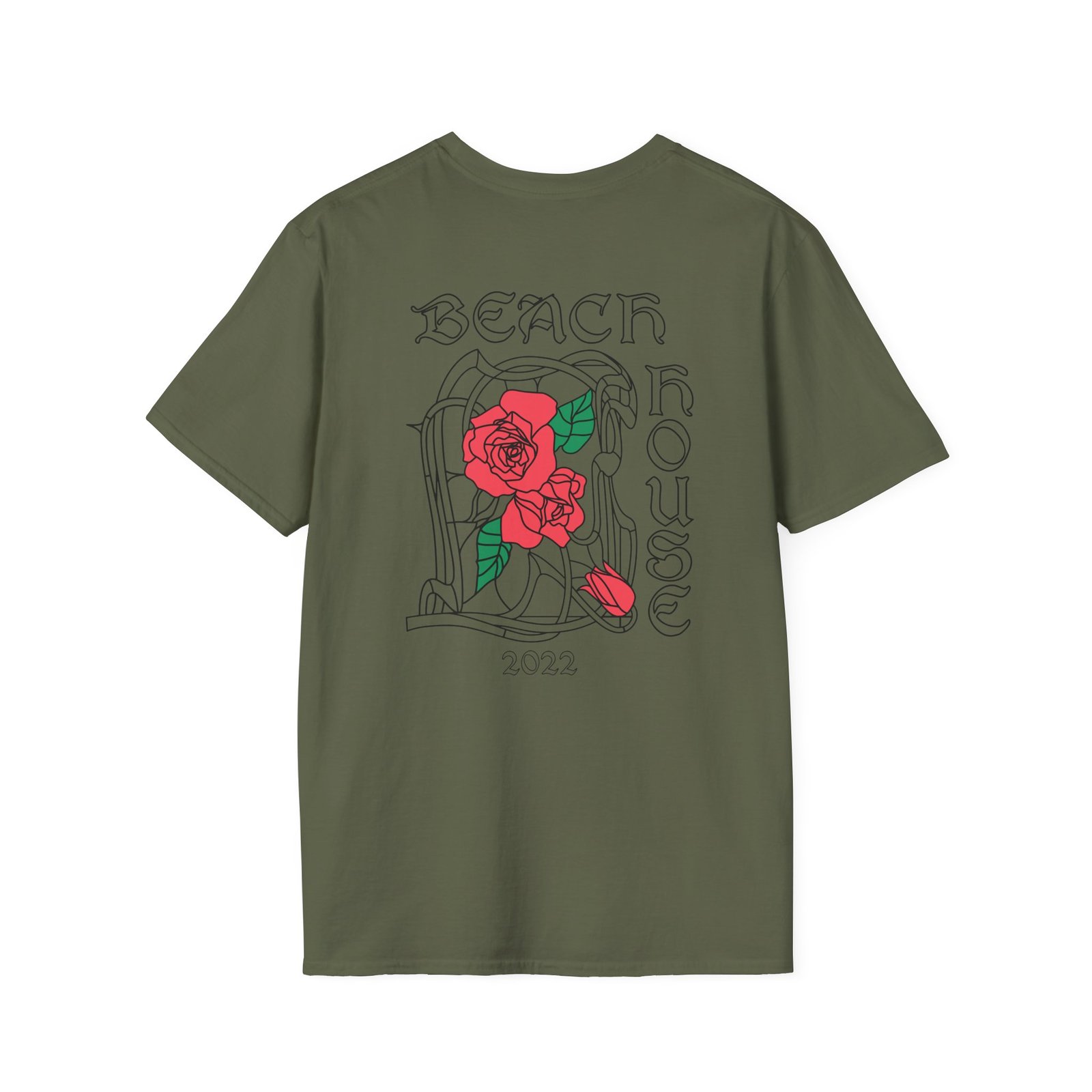 Beach House Rose Stained Glass Unisex Softstyle T-Shirt