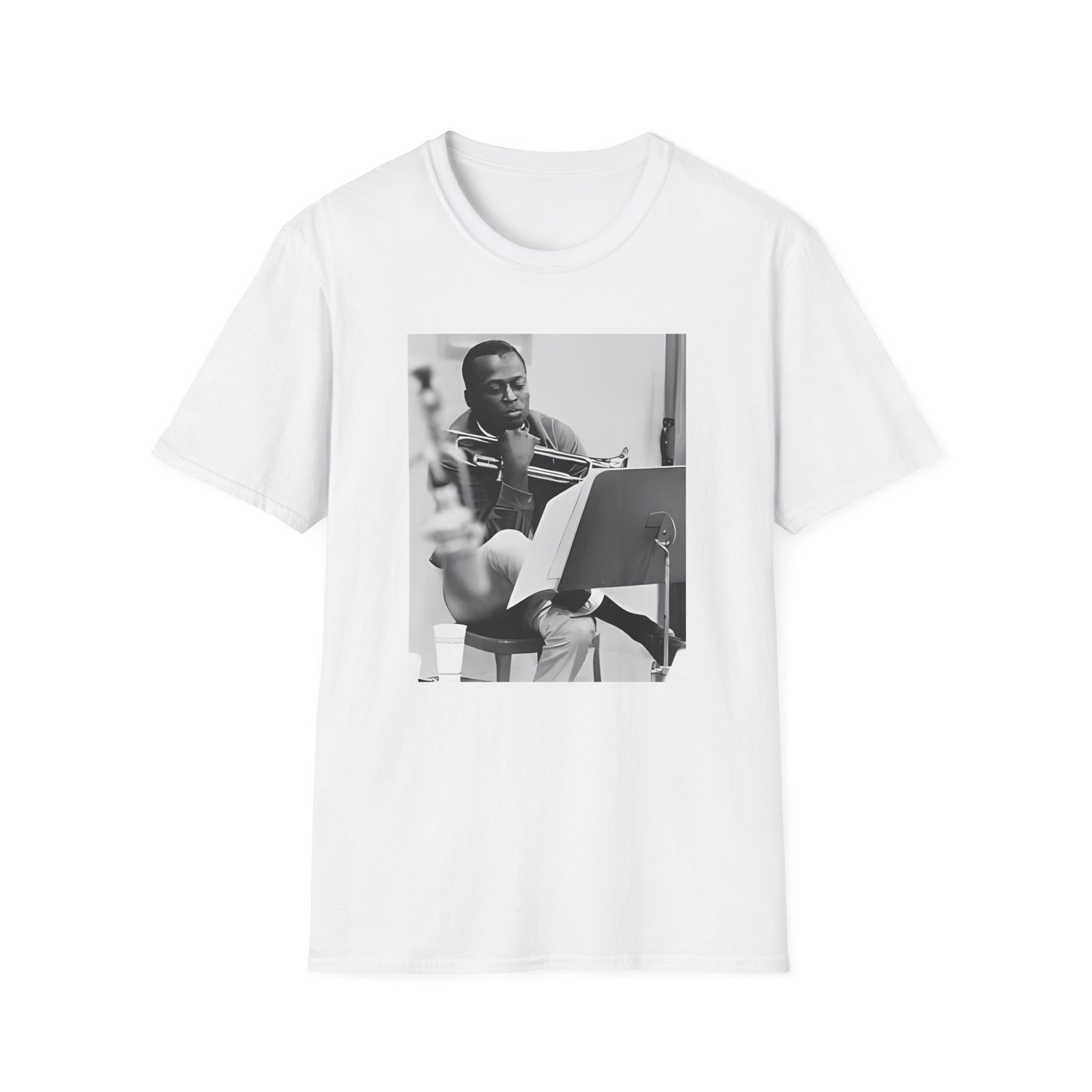Miles Davis Black & White Photo Unisex Softstyle T-Shirt