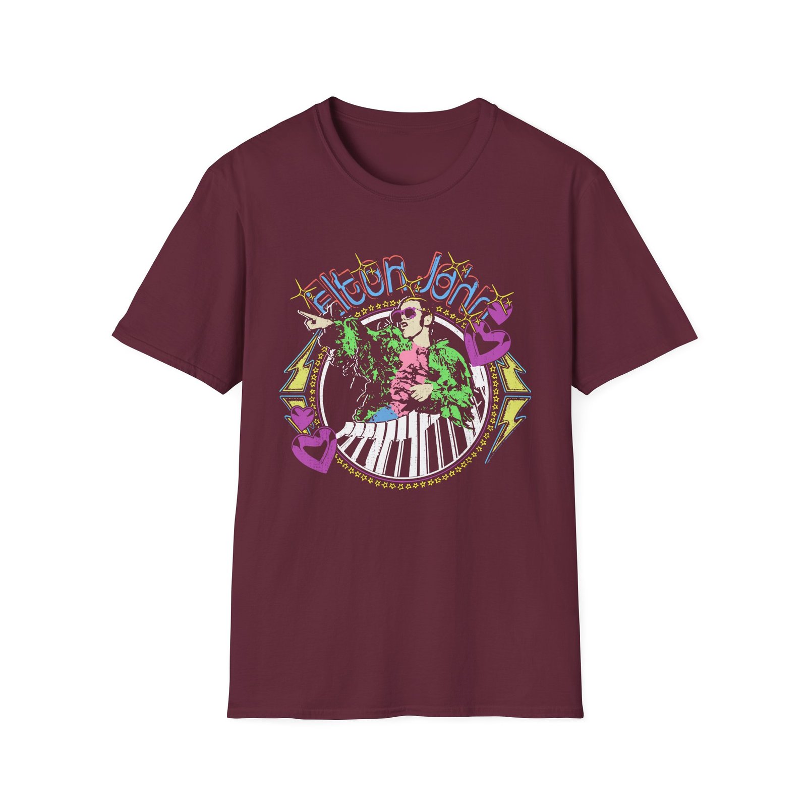 EJF Distressed Threshold Piano Hearts Unisex Softstyle T-Shirt