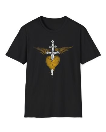 Bon Jovi Bon Jovi Gold Heart & Dagger Unisex Softstyle T-Shirt