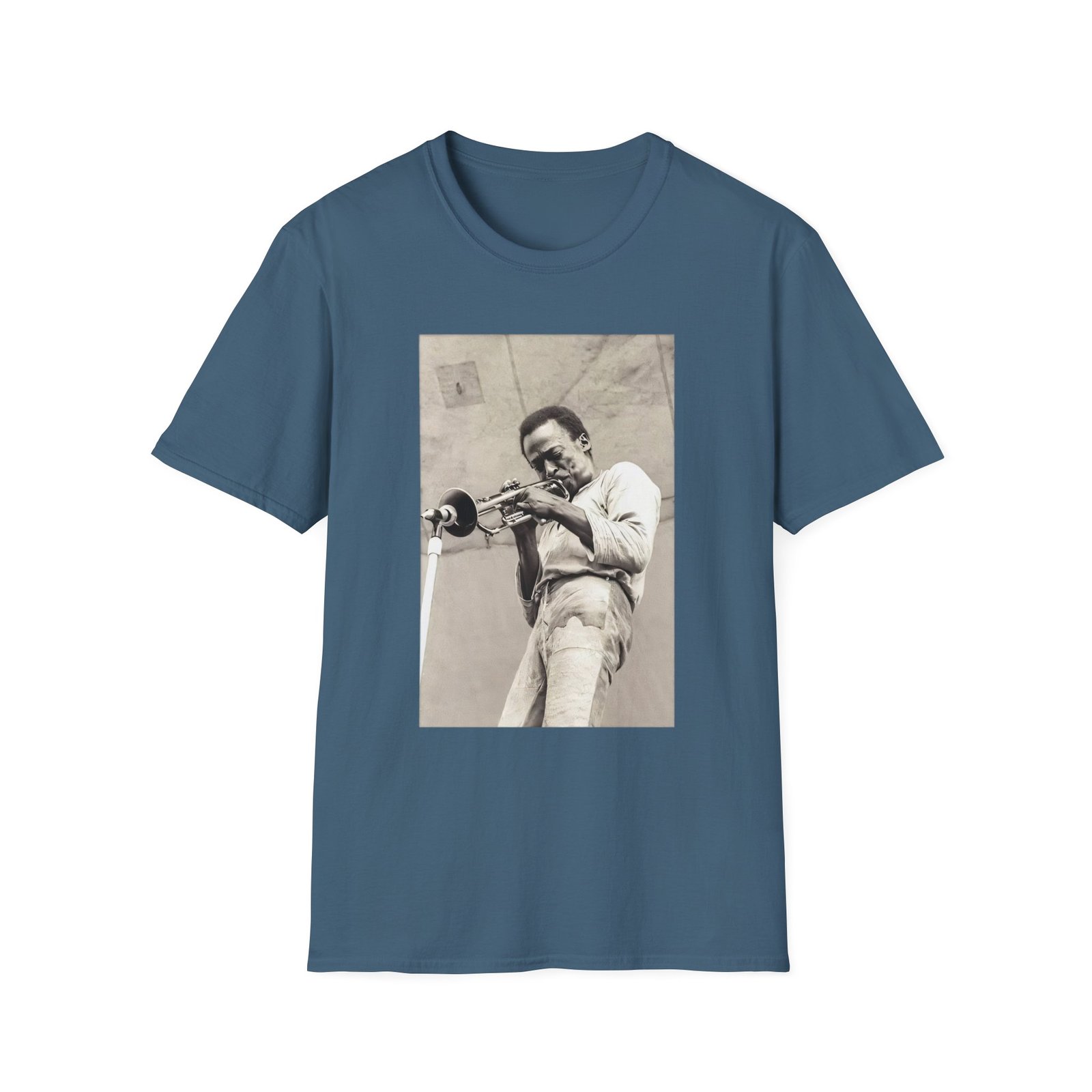 Miles Davis Playing Portrait Unisex Softstyle T-Shirt