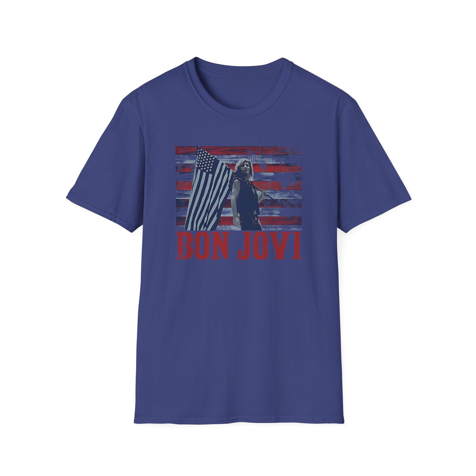Bon Jovi American Flag Unisex Softstyle T-Shirt