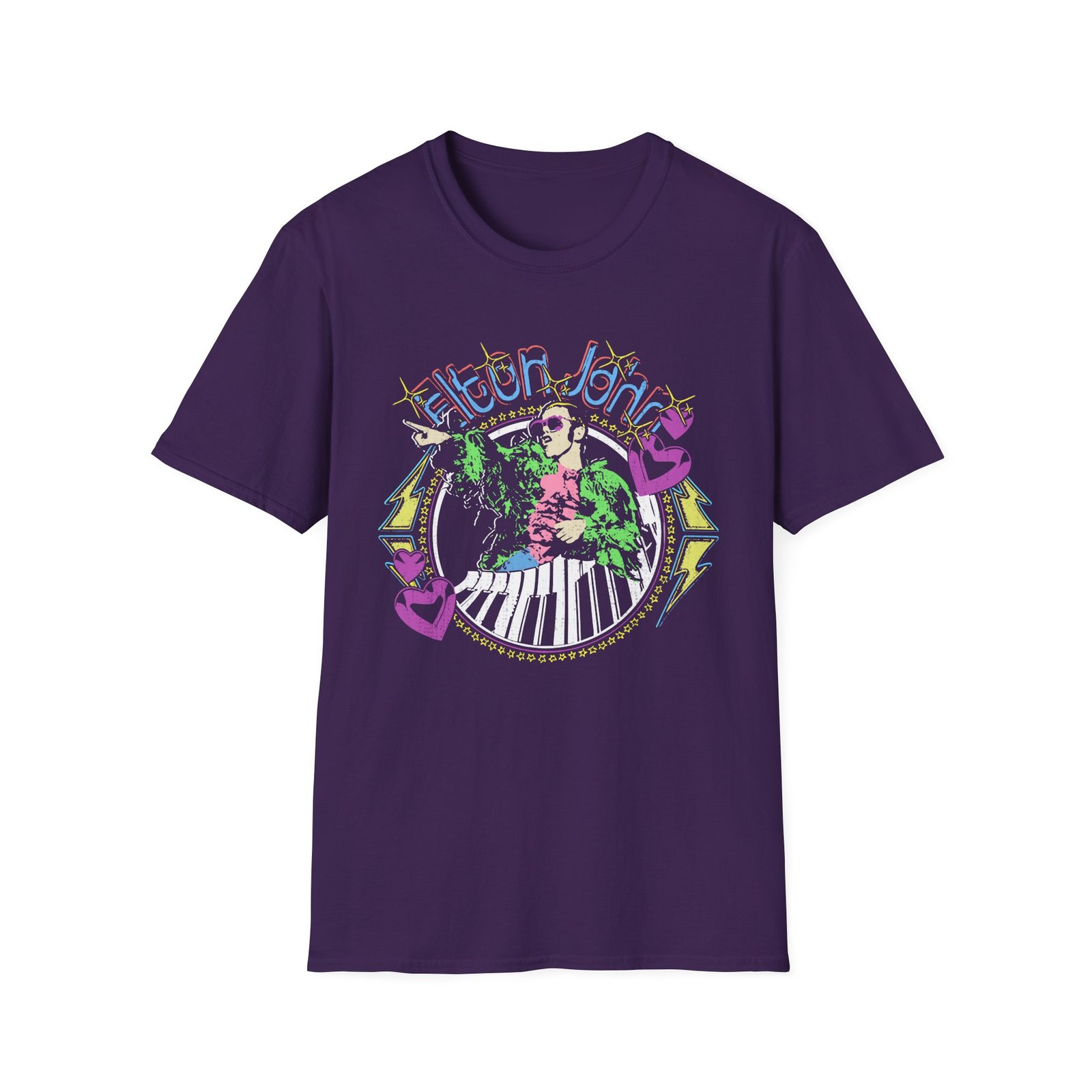 EJF Distressed Threshold Piano Hearts Unisex Softstyle T-Shirt