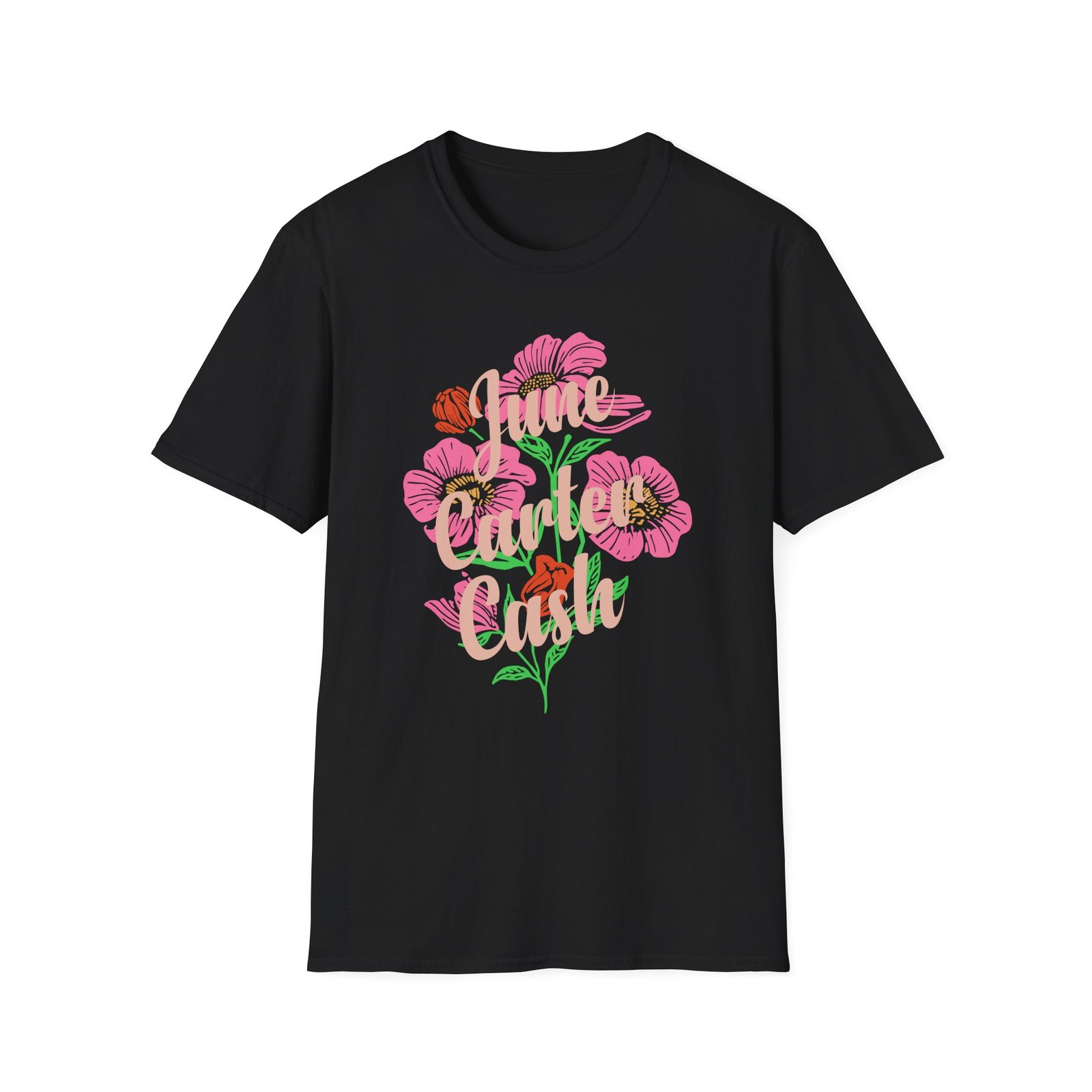 Johnny Cash June Carter Cash Flowers unisex softstyle t-shirt