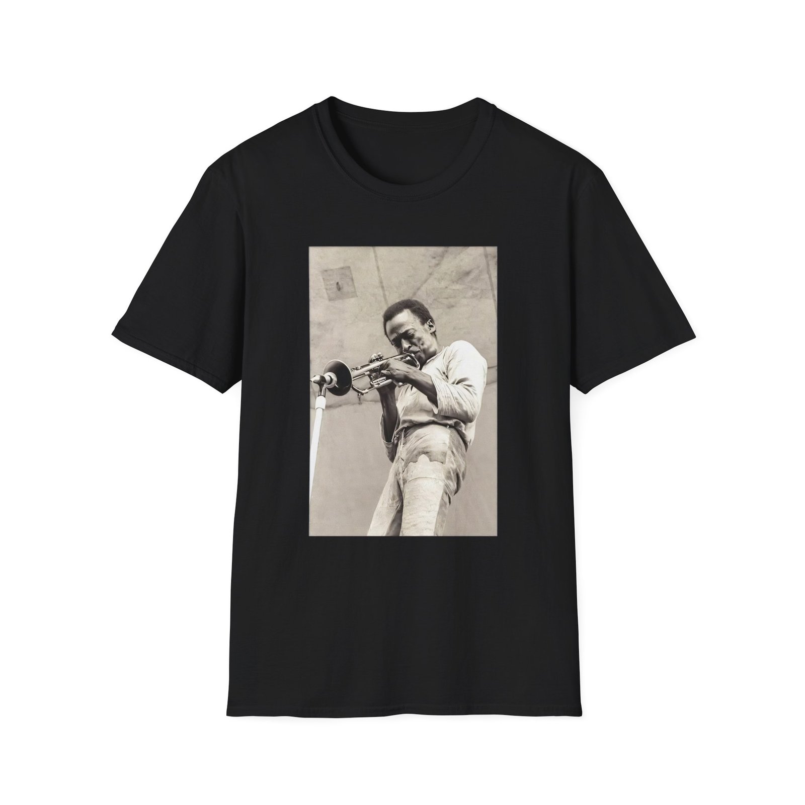Miles Davis Playing Portrait Unisex Softstyle T-Shirt