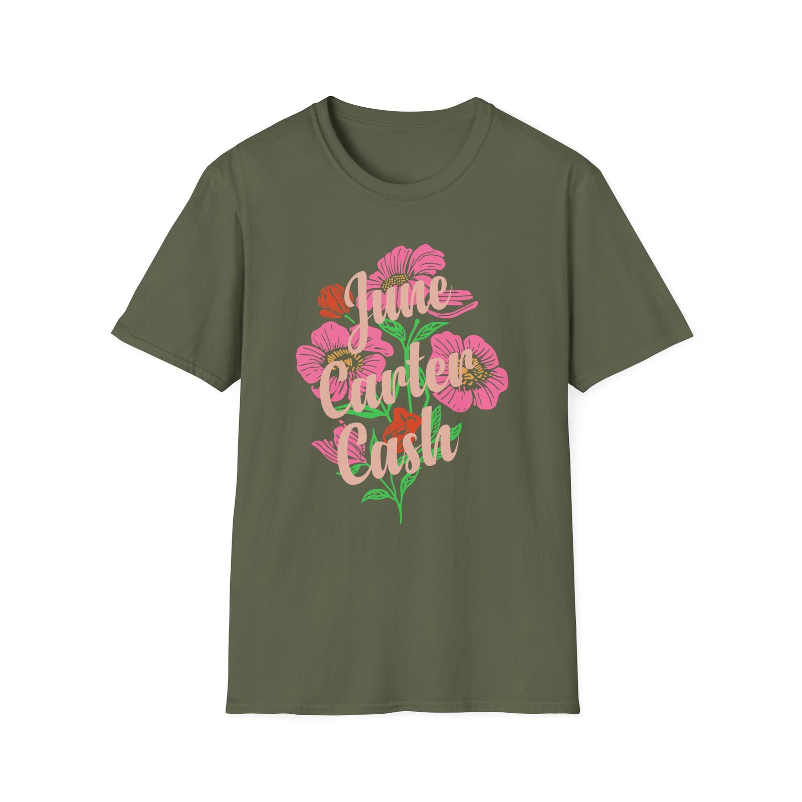 Johnny Cash June Carter Cash Flowers unisex softstyle t-shirt