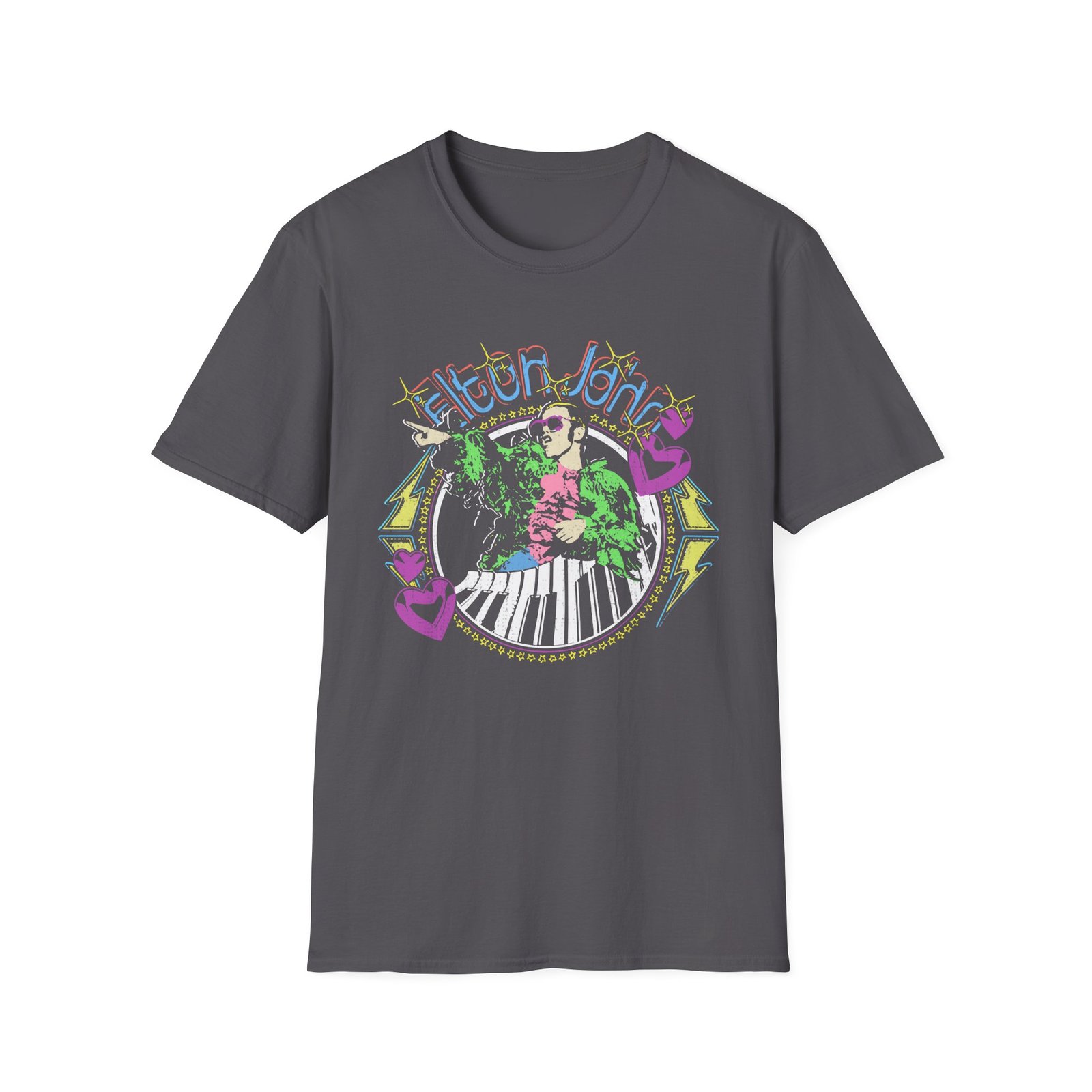 EJF Distressed Threshold Piano Hearts Unisex Softstyle T-Shirt