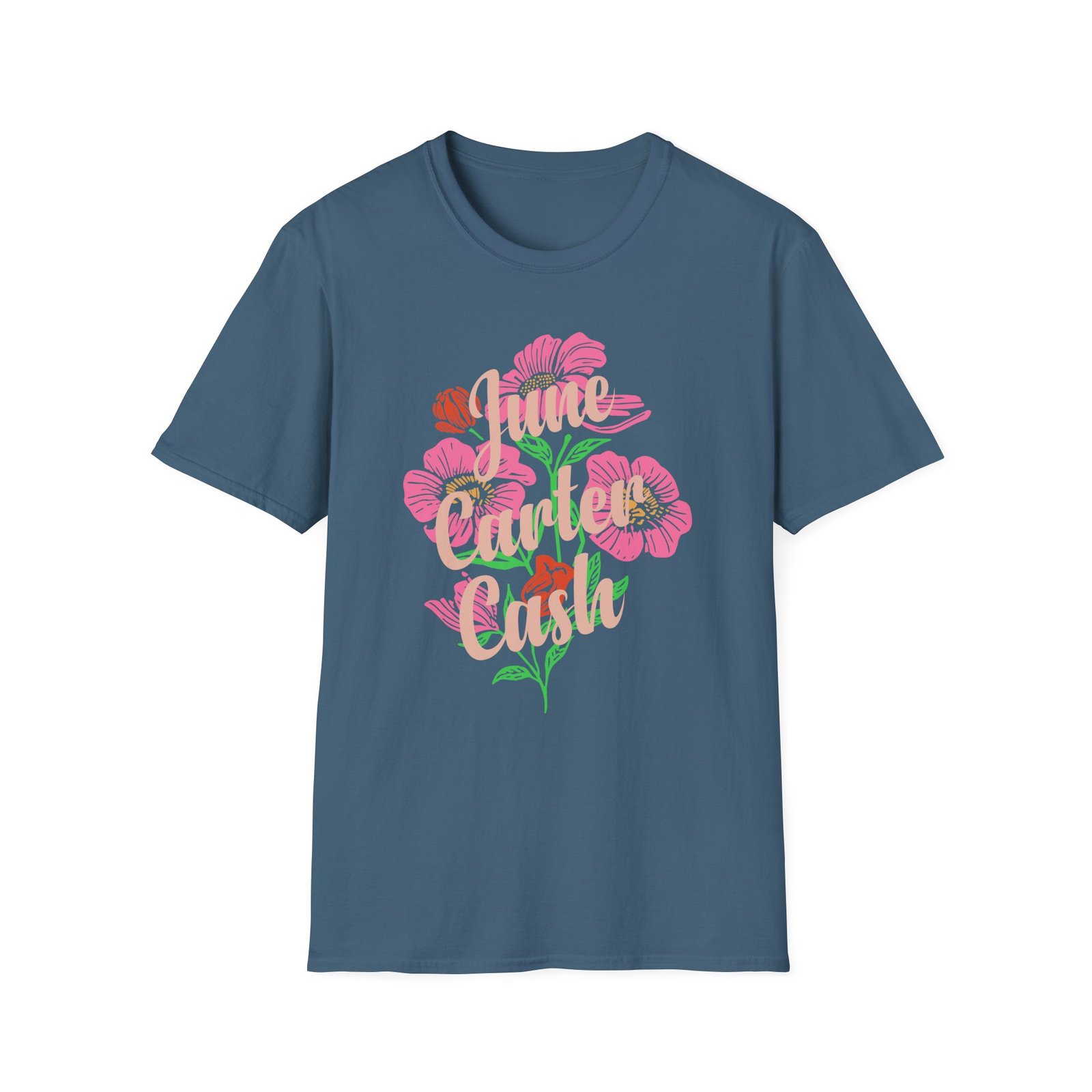 Johnny Cash June Carter Cash Flowers unisex softstyle t-shirt