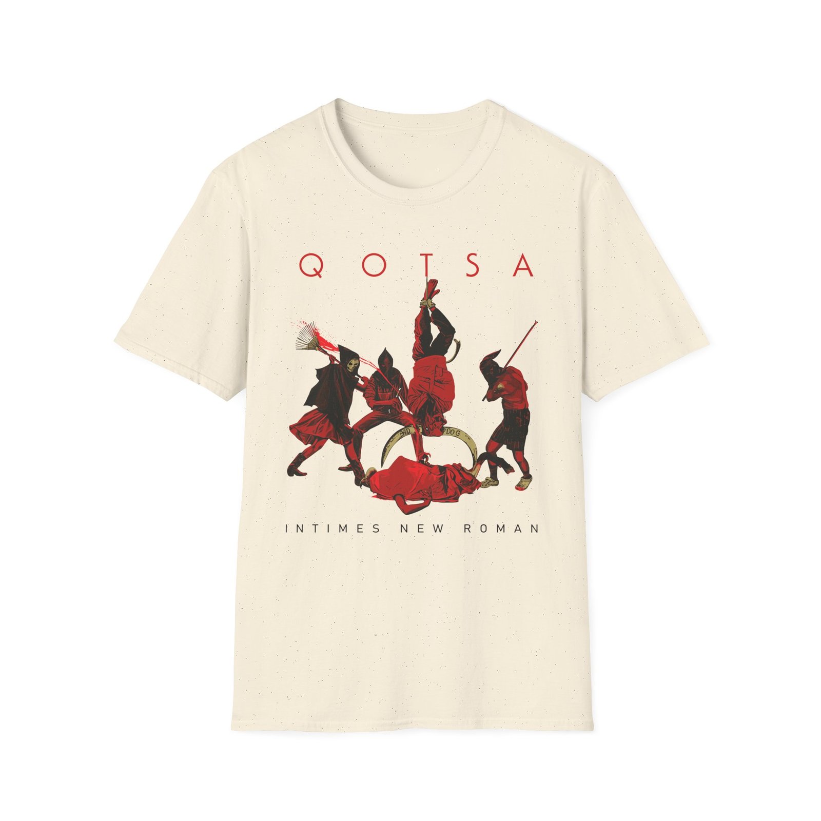 Queens of the Stone Age in Times New Roman Sand Unisex Softstyle T-Shirt