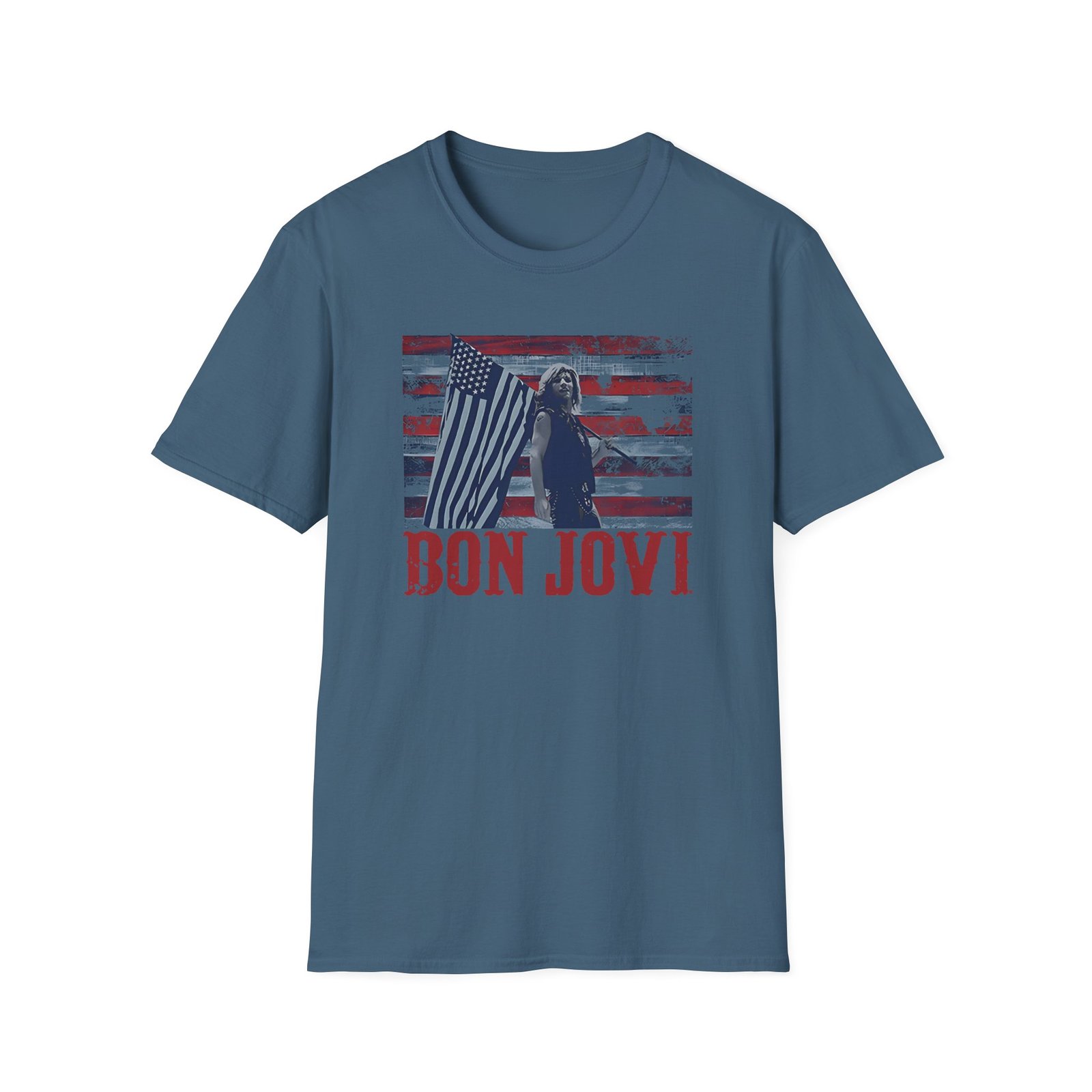 Bon Jovi American Flag Unisex Softstyle T-Shirt