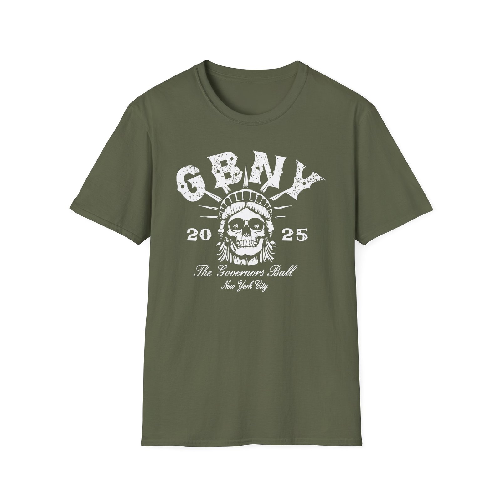 Gov Ball Gbny Liberty Skull Unisex Softstyle T-Shirt