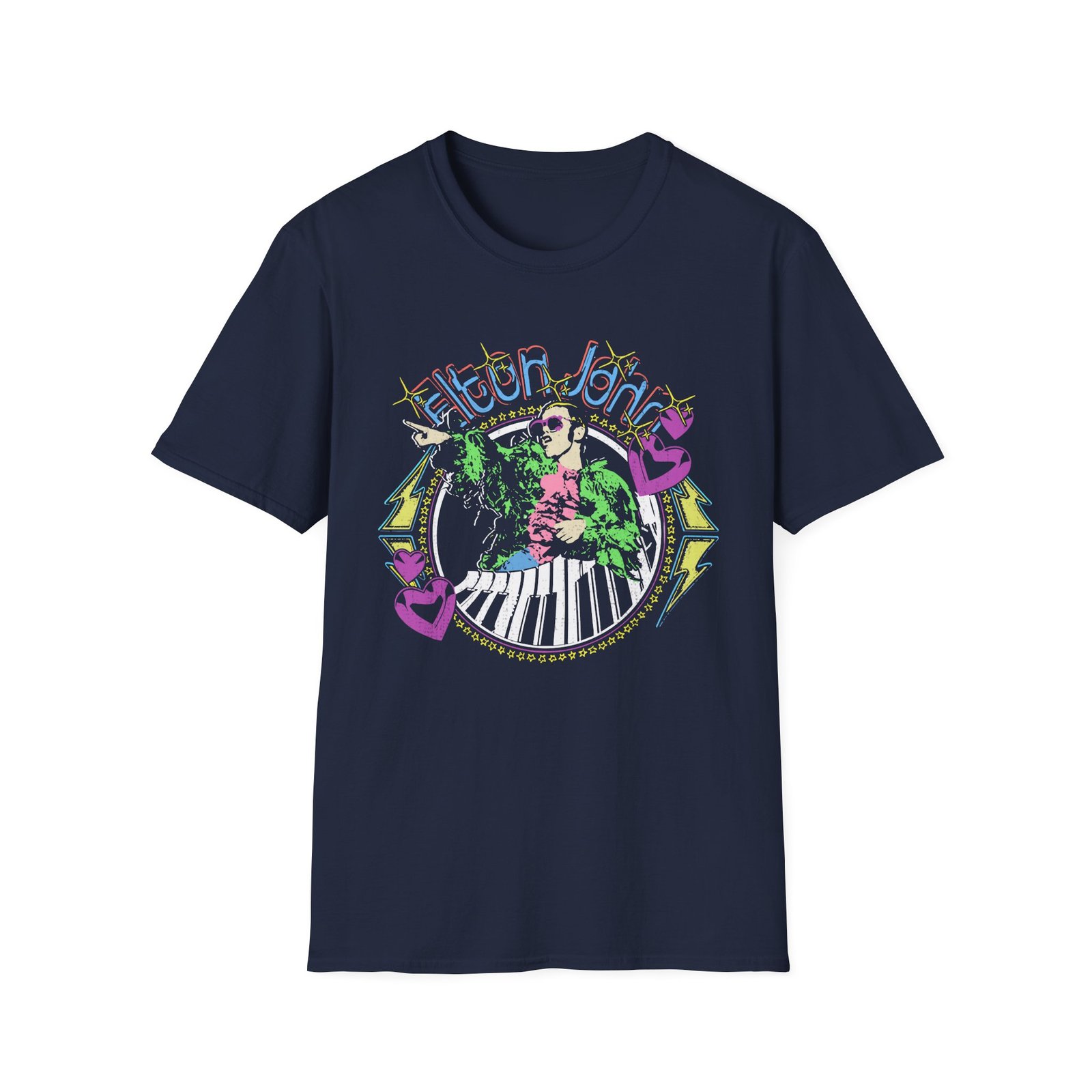 EJF Distressed Threshold Piano Hearts Unisex Softstyle T-Shirt