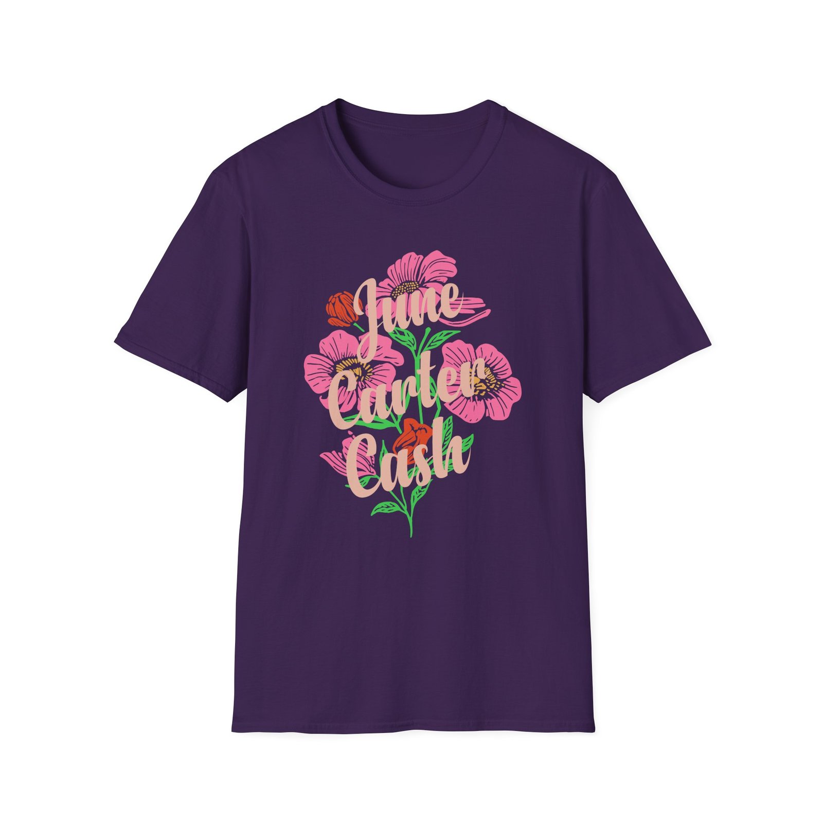 Johnny Cash June Carter Cash Flowers unisex softstyle t-shirt