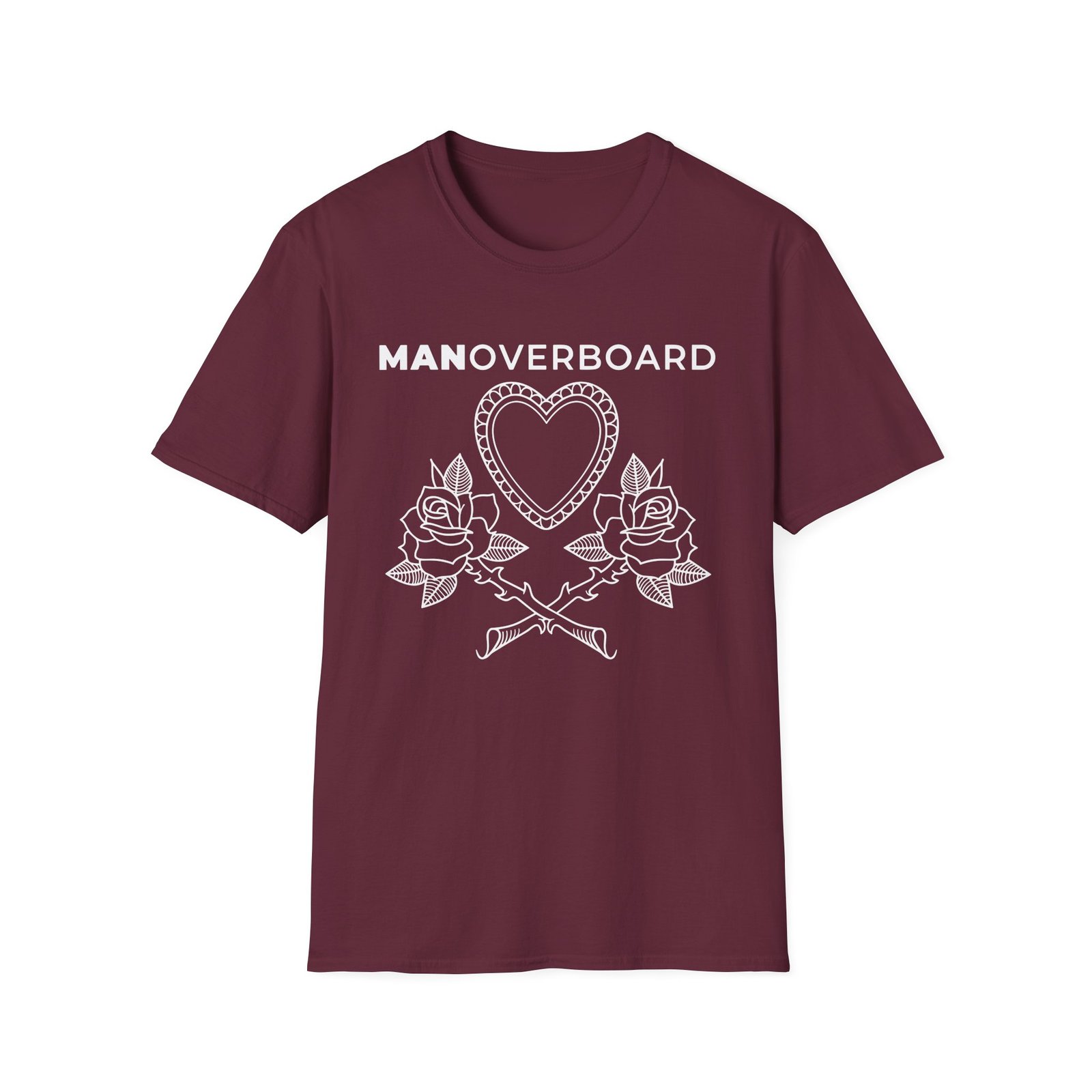 Man Overboard Heart Flowers Unisex Softstyle T-Shirt