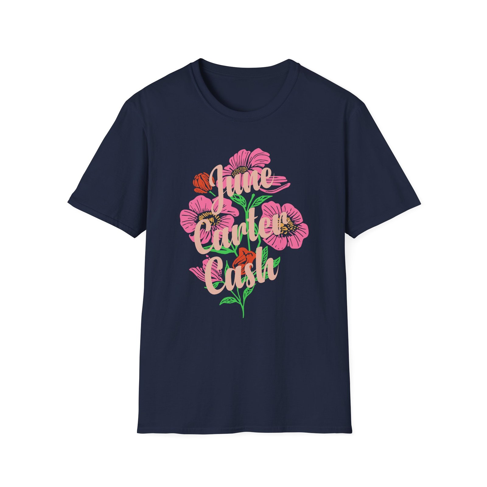 Johnny Cash June Carter Cash Flowers unisex softstyle t-shirt