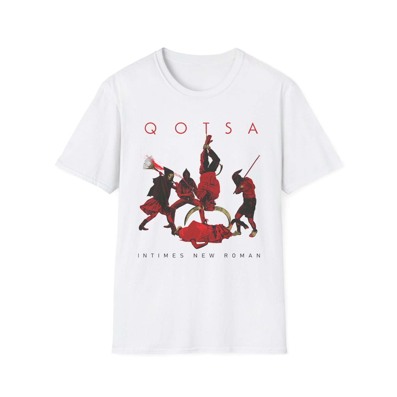 Queens of the Stone Age in Times New Roman Sand Unisex Softstyle T-Shirt