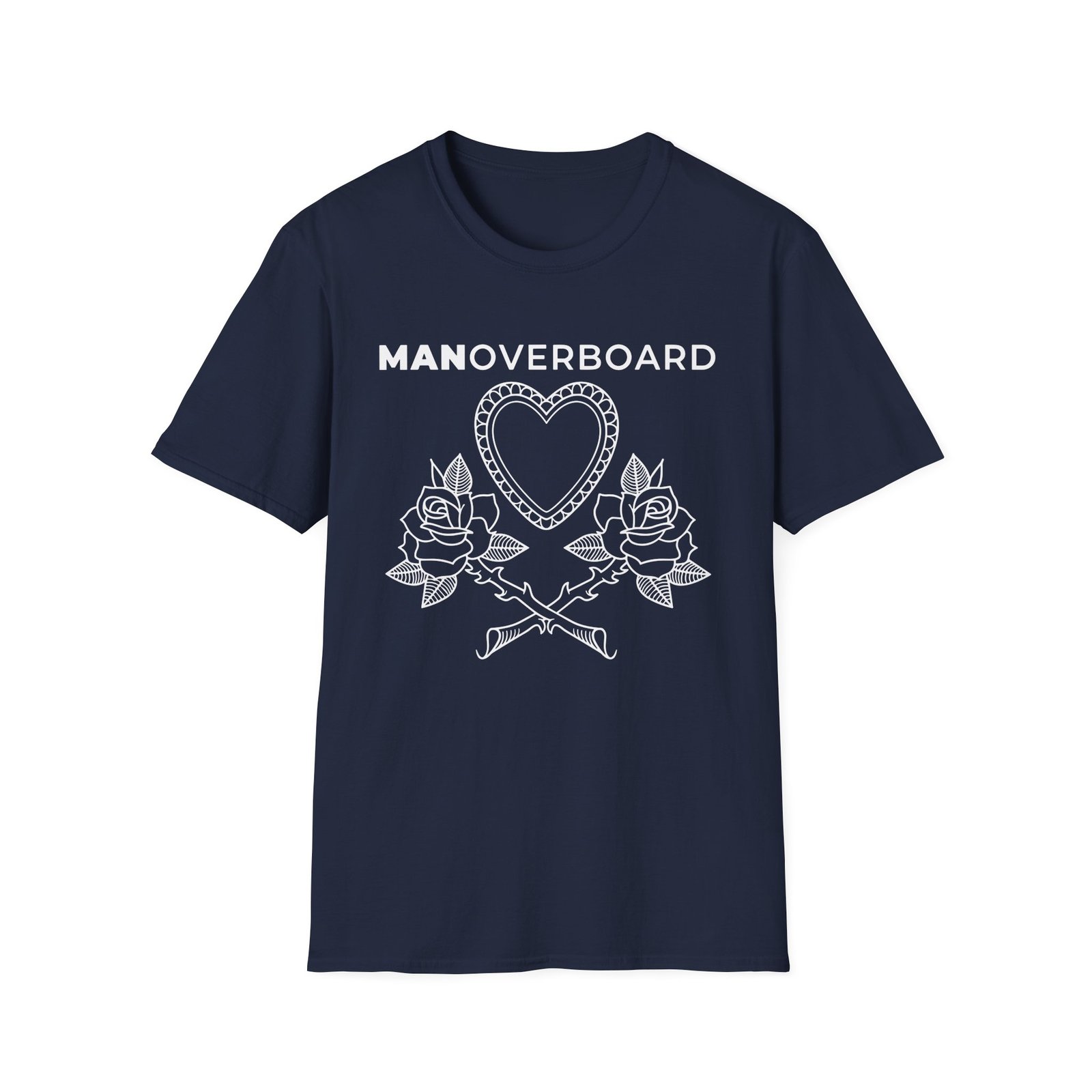 Man Overboard Heart Flowers Unisex Softstyle T-Shirt