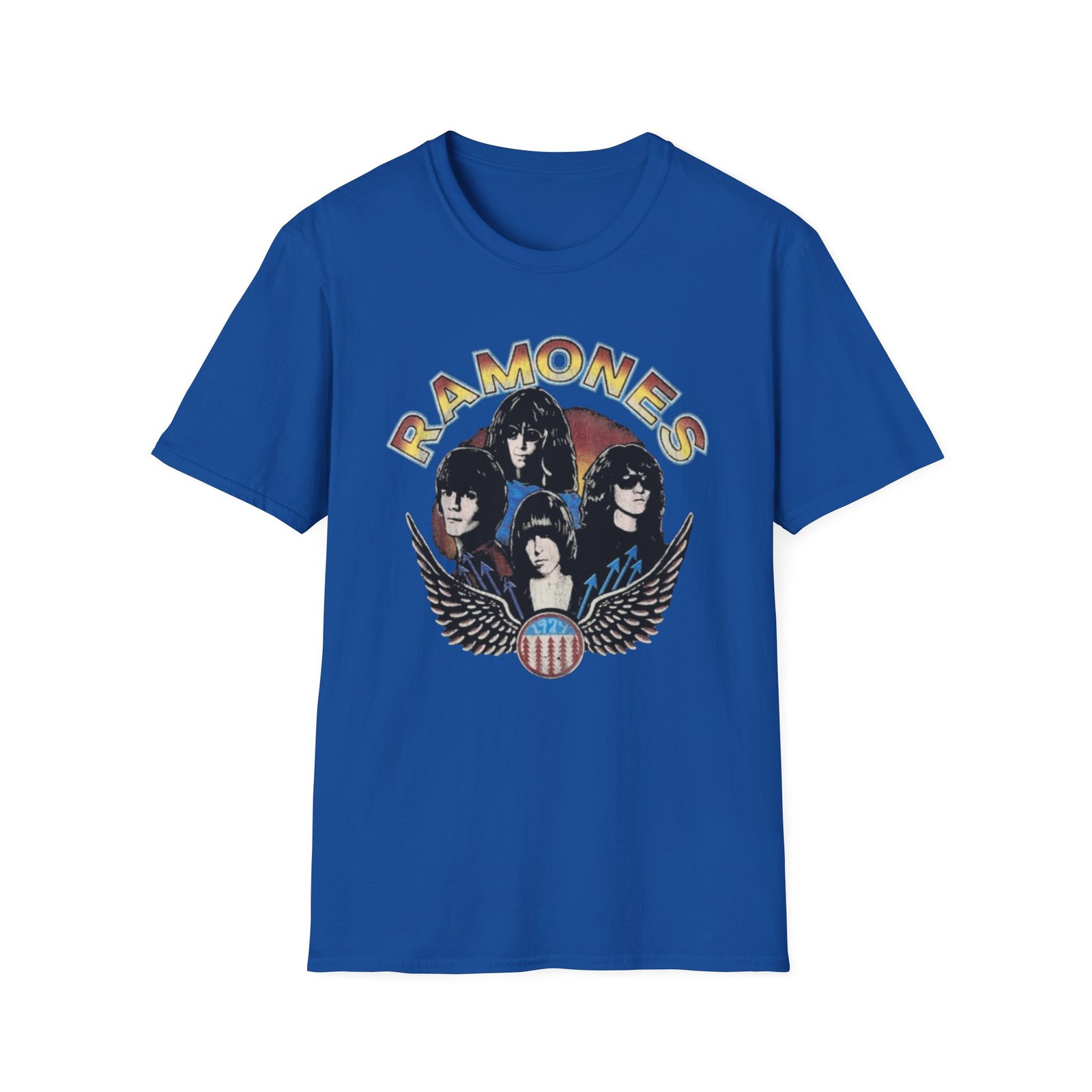 Johnny Ramone Vtge Wings Photo Unisex Softstyle T-Shirt