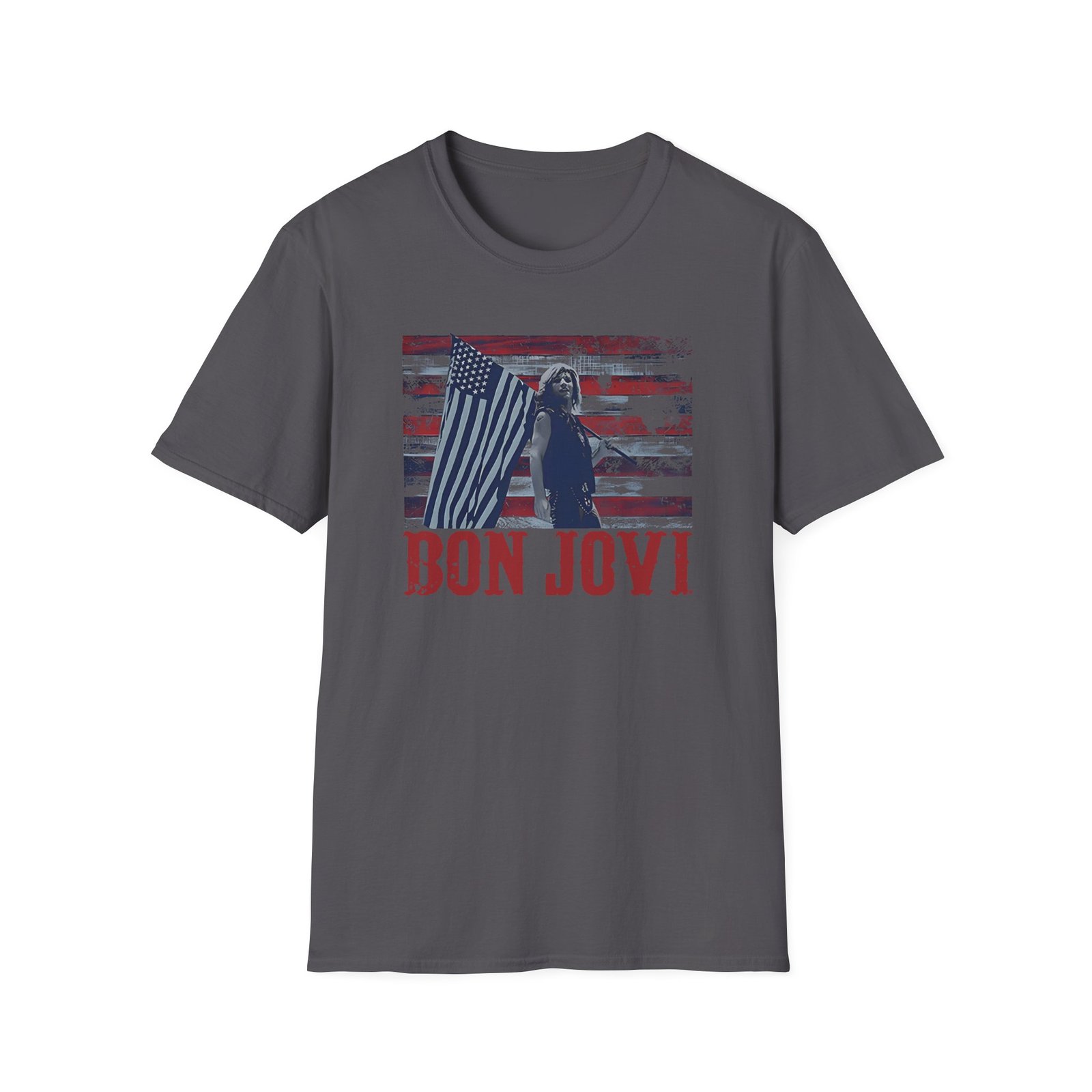Bon Jovi American Flag Unisex Softstyle T-Shirt