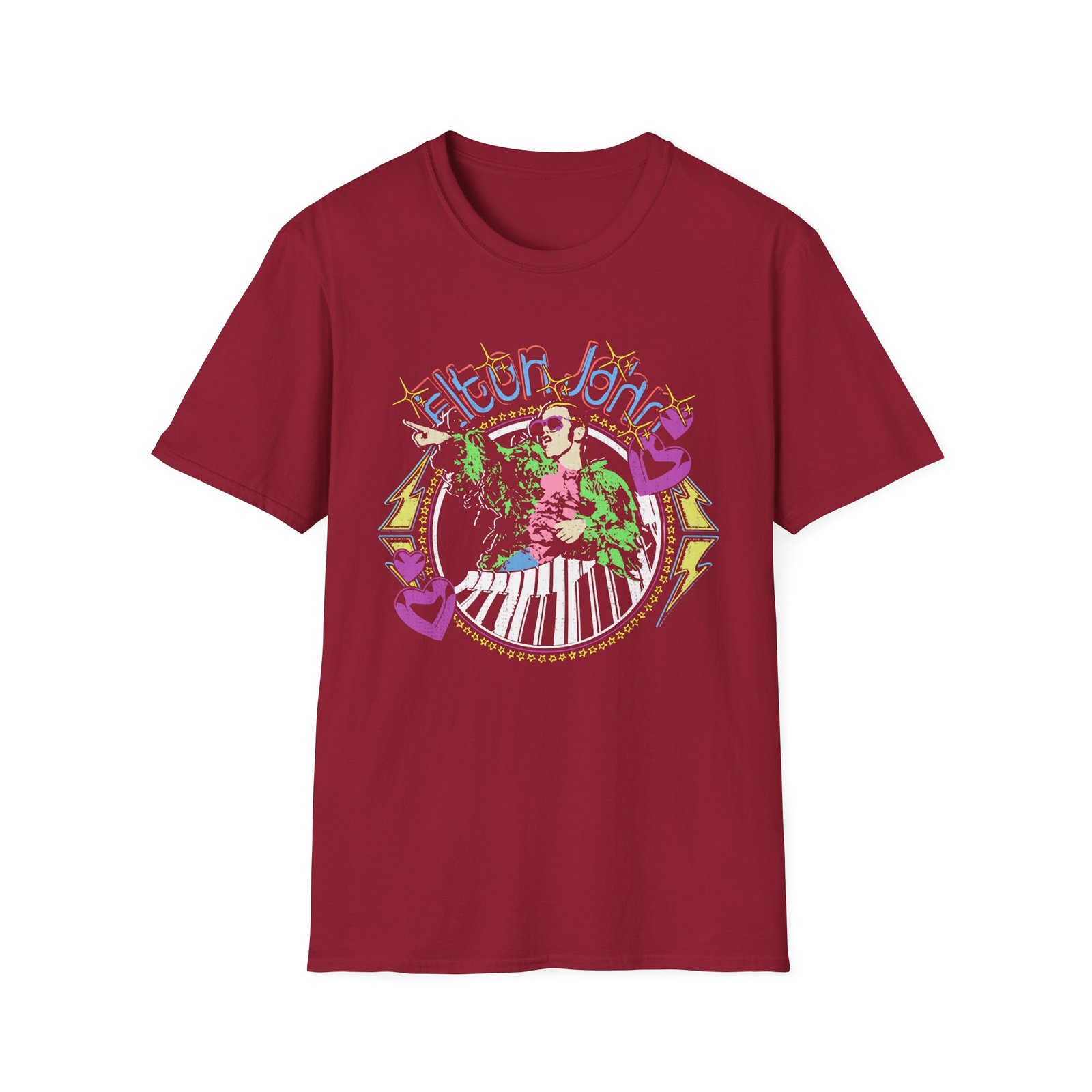 EJF Distressed Threshold Piano Hearts Unisex Softstyle T-Shirt