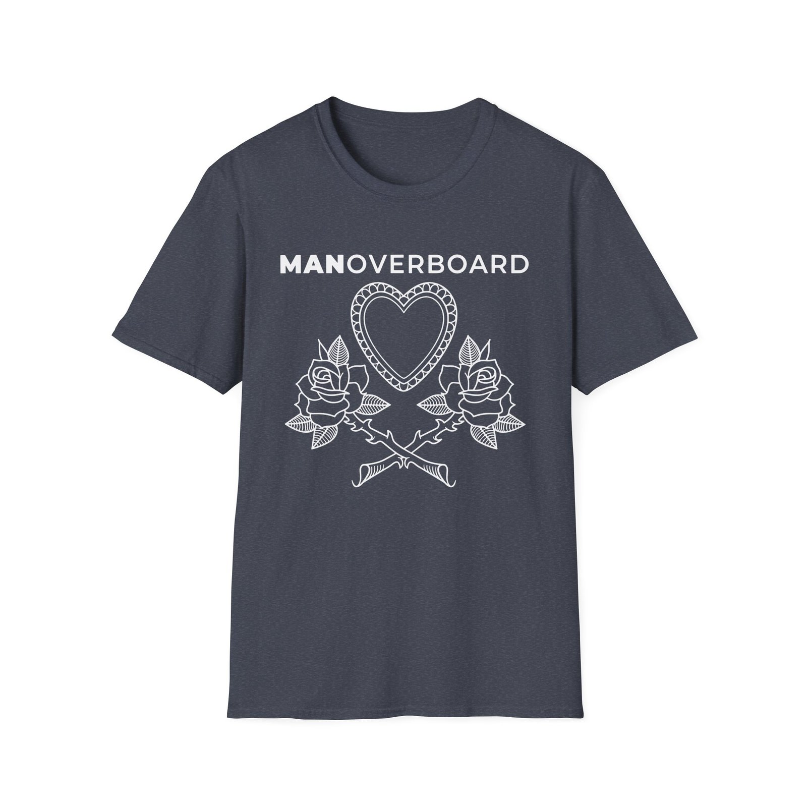 Man Overboard Heart Flowers Unisex Softstyle T-Shirt