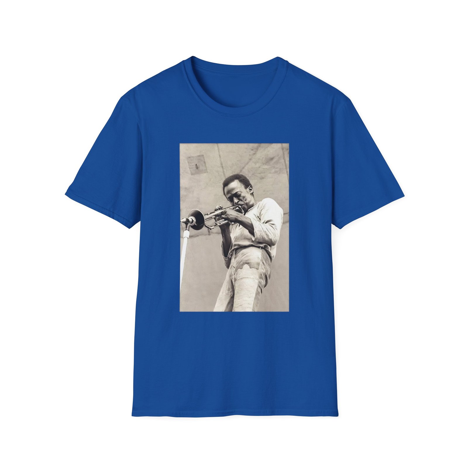 Miles Davis Playing Portrait Unisex Softstyle T-Shirt