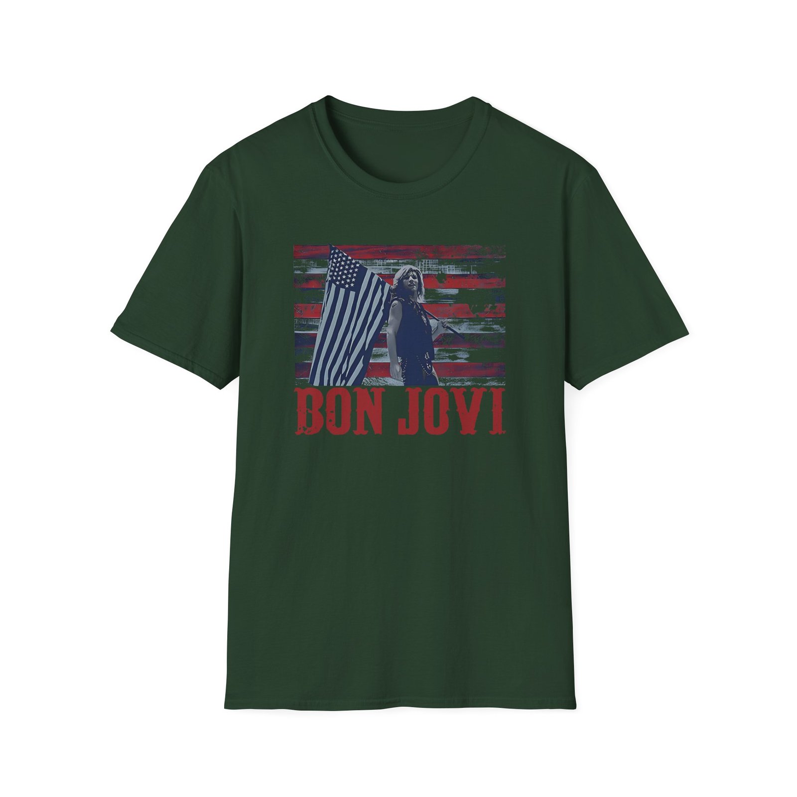 Bon Jovi American Flag Unisex Softstyle T-Shirt